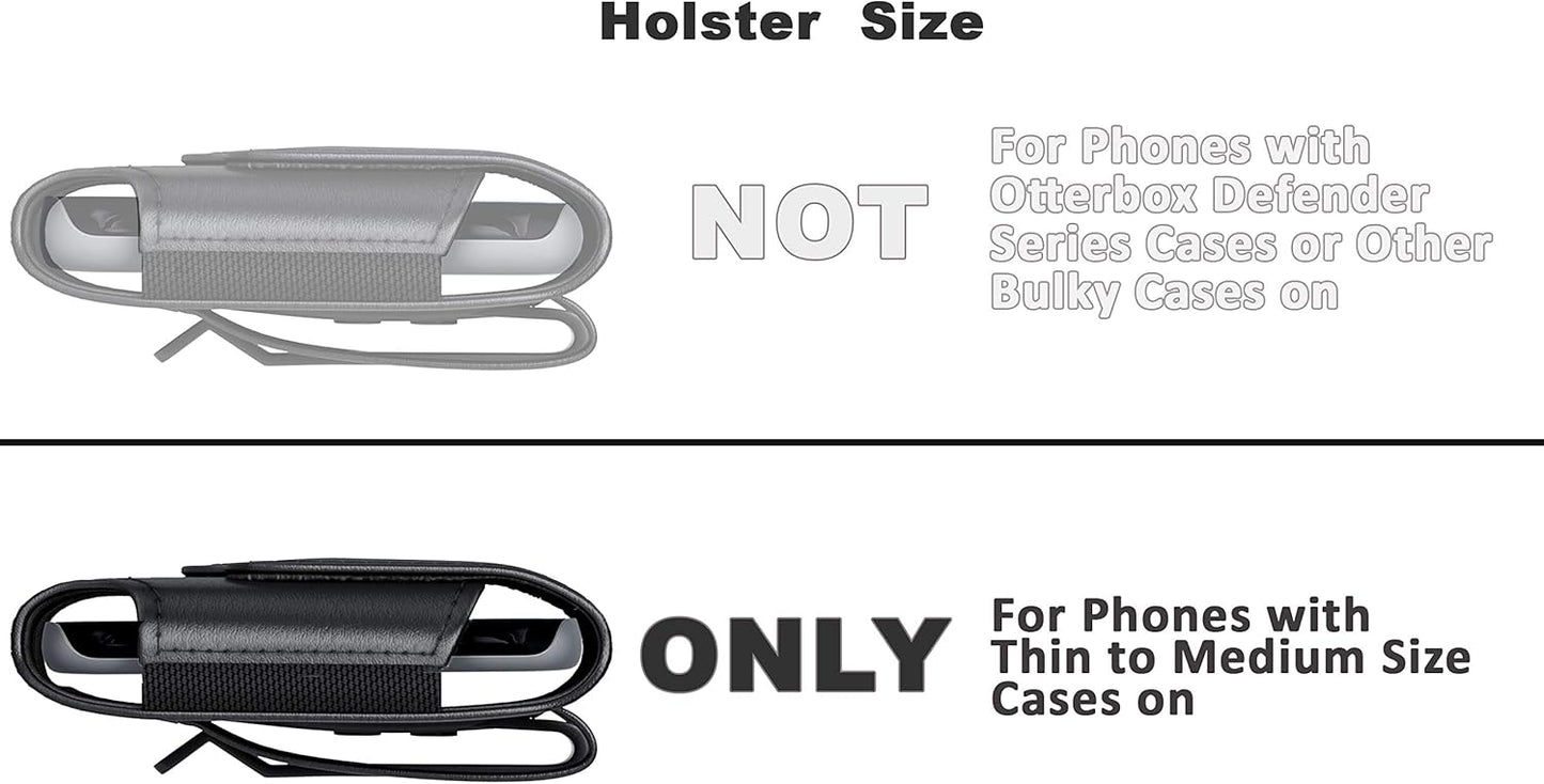 DeBin Holster for iPhone 17 17 Pro 16 16e 16 Pro 15, 15 Pro 14 13 12 11 X Xs 10 XR, Galaxy S25 S24, S23, S22 - Cell Phone Belt Holder Clip Case Pouch Cover (Fits Cellphone with Case on) Black