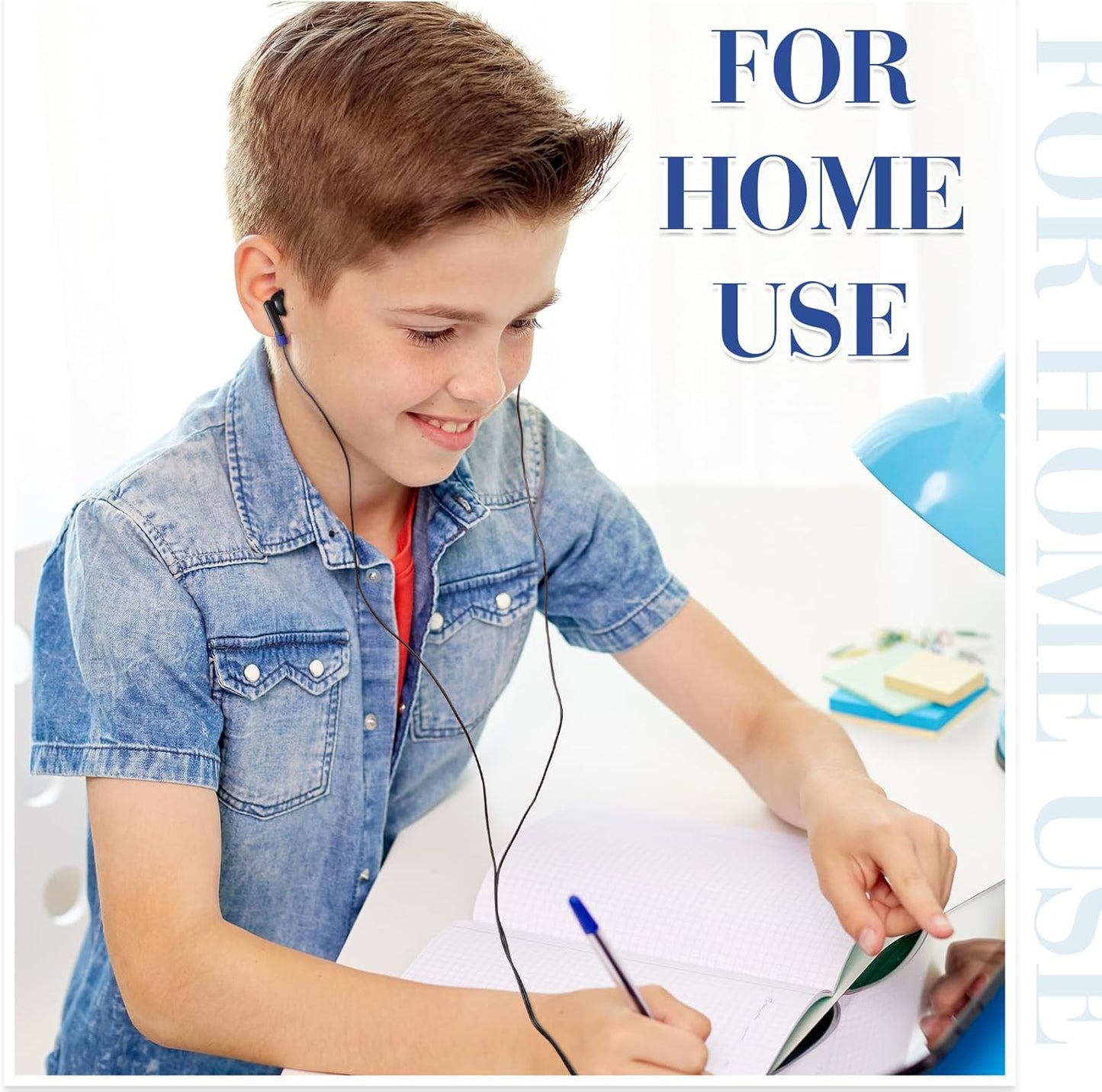 Kanayu 100 Pack Wired Earbuds Bulk for Classroom Ear Headphones Wired Basic Student Earbuds No Microphone with 3.5mm Jack for Kids Class Laptop School Library, Individually Bagged(Dark Blue)