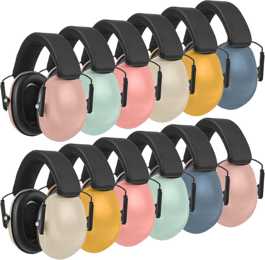 Amylove 12 Pcs Kids Ear Protection Noise Cancelling Headphones Ear Muffs Bulk 27db Adult Noise Reduction Hearing Earmuff(Universal Fit (kids & Adults),Classic Style,Happie Boho Color)