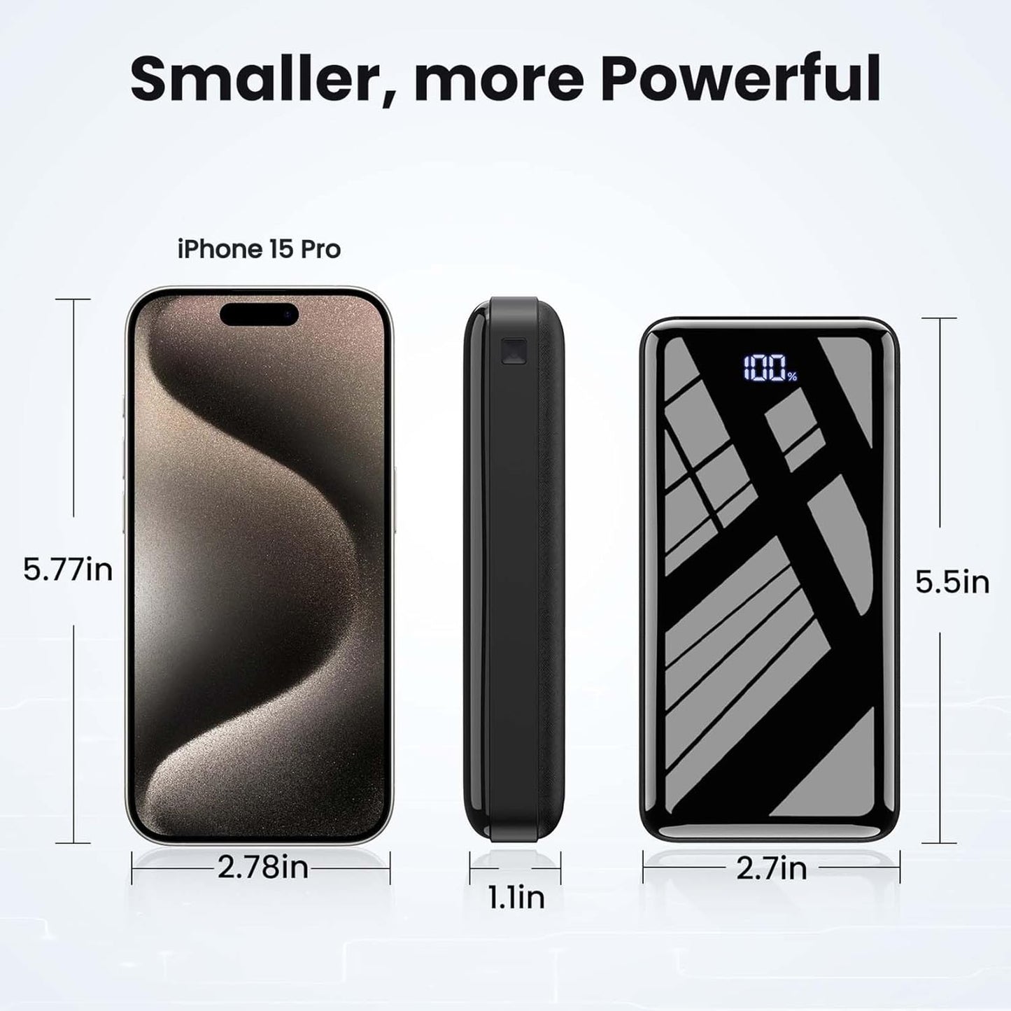 Portable Charger Power Bank 27000mAh, 22.5W Fast Charging USB C External Battery Pack, 3 Outputs & 2 Inputs, LED Display, Battery Cell Phone Bank for iPhone 16/15/14, Samsung Galaxy, Android