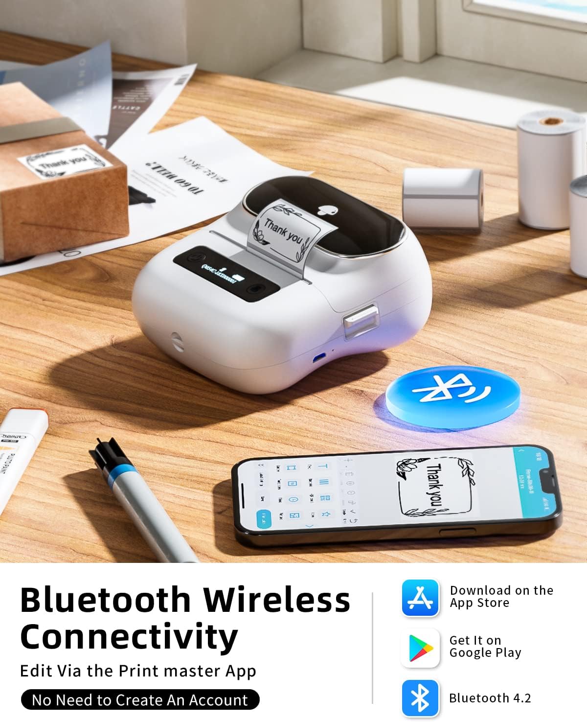 Phomemo Label Maker, M220 Barcode Printer, Thermal Bluetooth Label Printer for Address, Clothing, Warehouse, Mailing,Compatible with Phone & Laptop