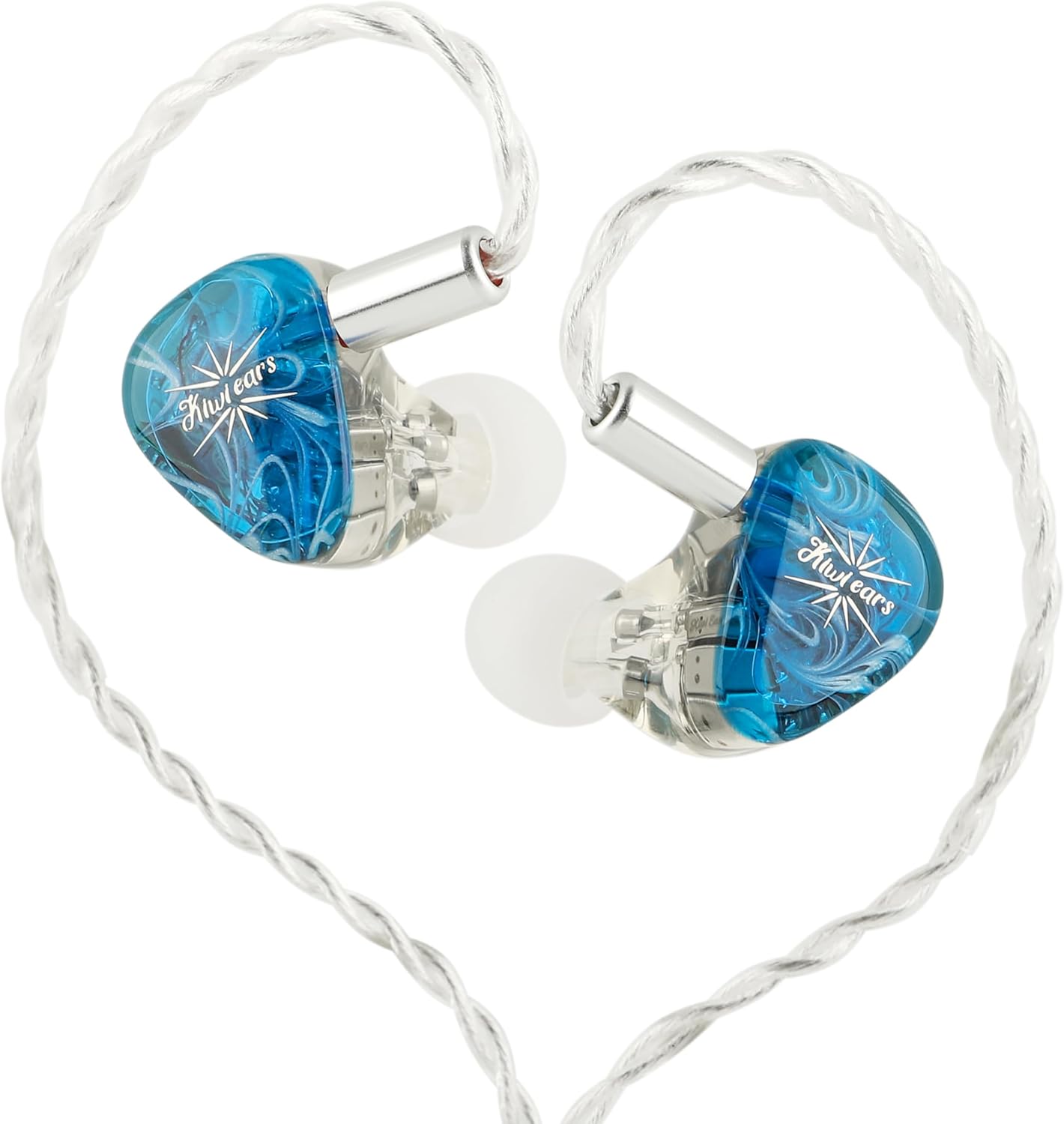 Kiwi Ears Orchestra Lite in Ear Monitor, Custom 8BA HiFi Earphone, Studio Monitor Headphone, Wired Earbuds with Detachable OFC Cable, Handcrafts Faceplate for Audiophile Musician (Blue)