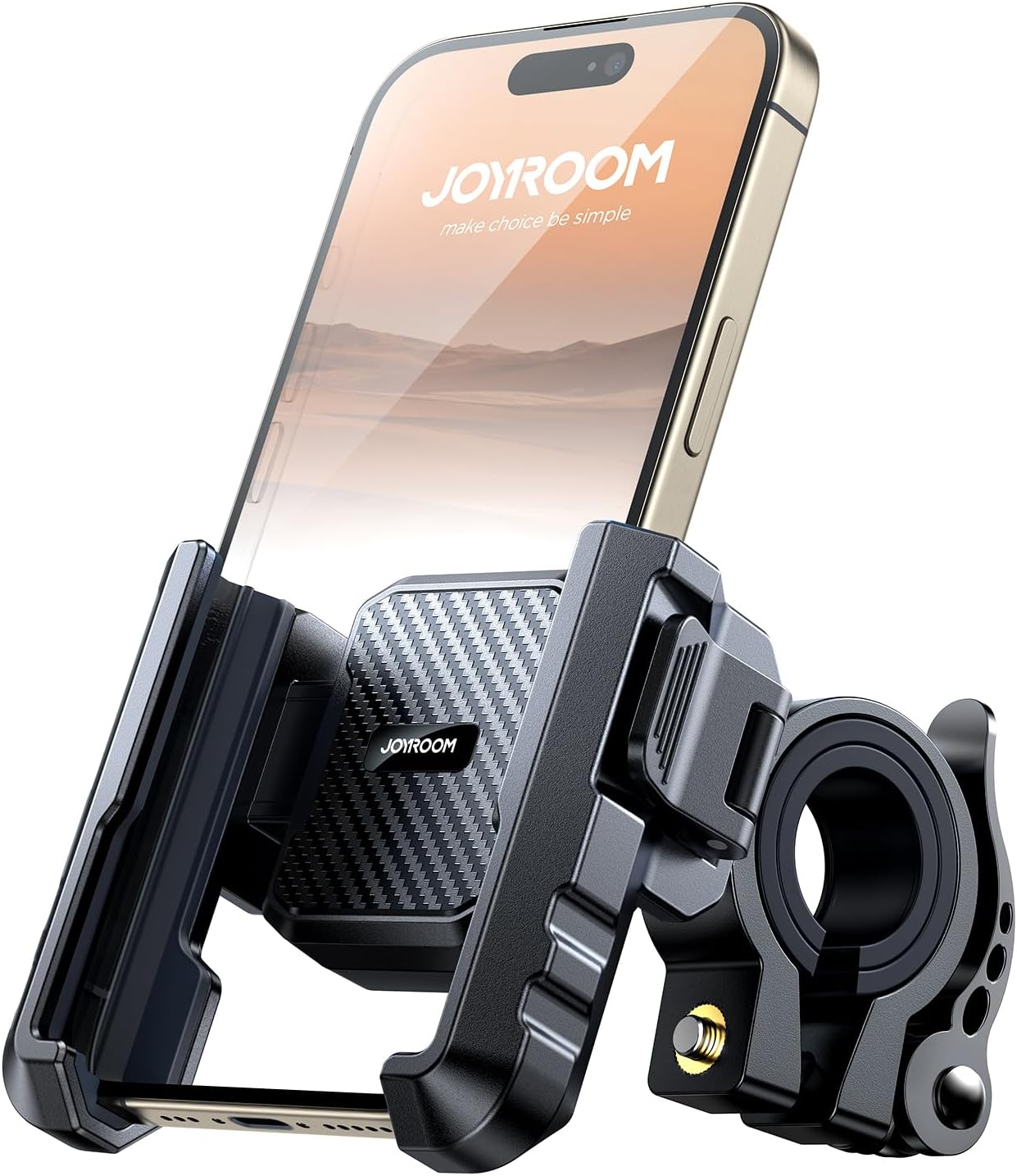 JOYROOM Motorcycle Bike Phone Holder Mount - [Not Block Camera] Bicycle Phone Holder Handlebar Cell Phone Clamp - [Silicone Wrapped] Scooter Phone Holder for iPhone Samsung 4.7''-7'' Smartphones
