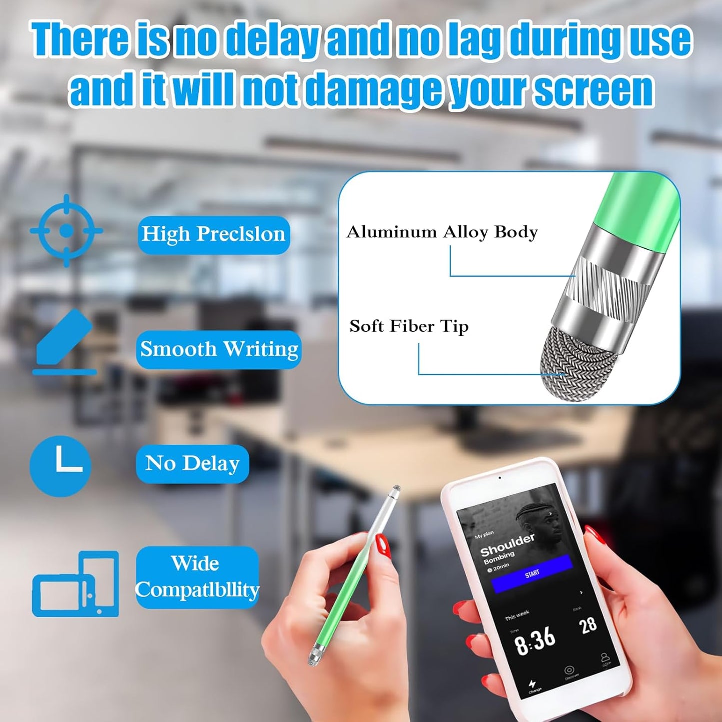 Bopomofo 3PCS Stylus Pen for Touchscreen,Stylus Pen for iPhone/iPad/Tablet Android/Microsoft/Surface, Compatible with All Touch Screens(Purple/Pink/Green)