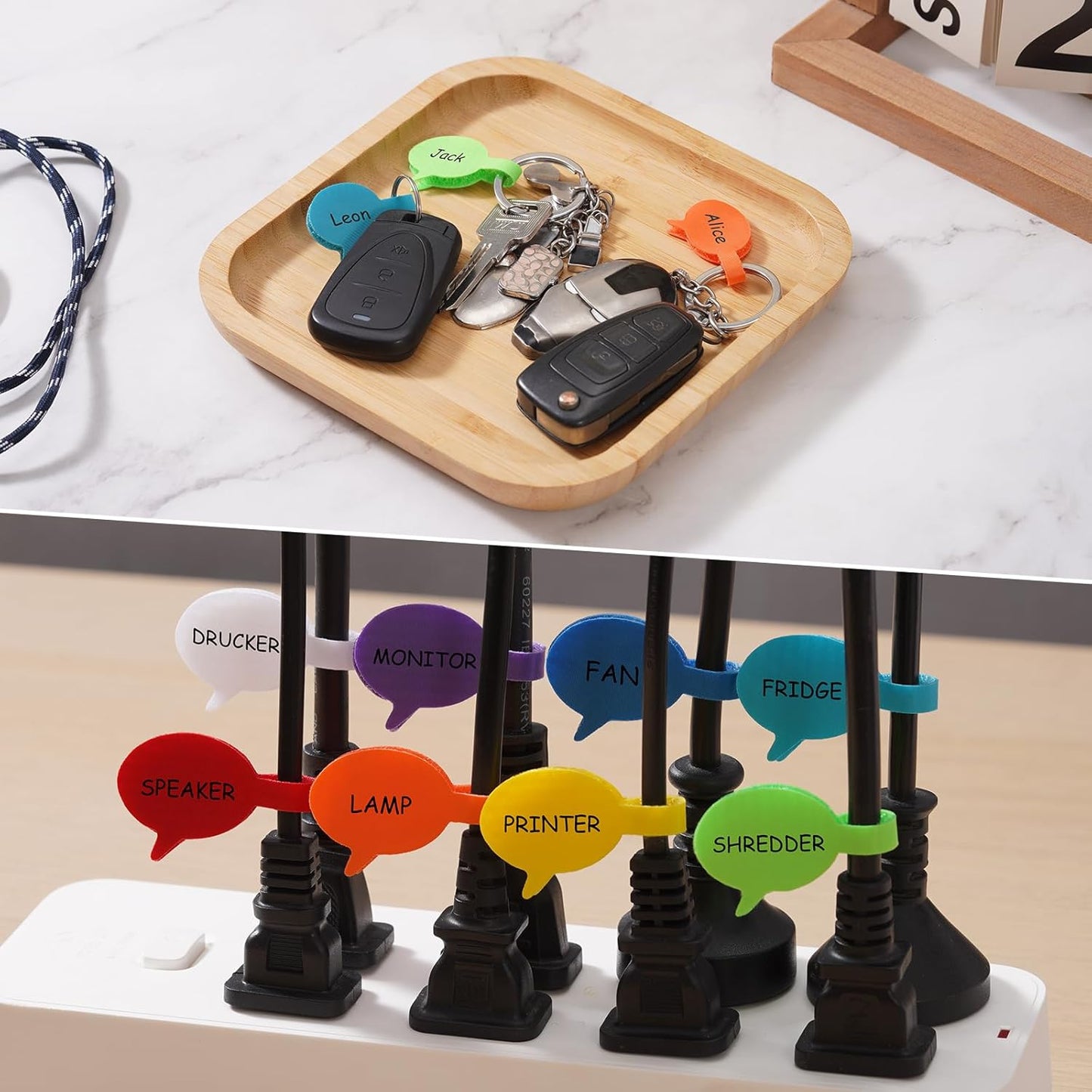 Trilancer Cord Labels Cable Label, Multicolored Handwriting Cord Tags - Speech Bubbles Tags for Organizing Wires and Identification, Reusable with Multiple Uses - 32 PCS