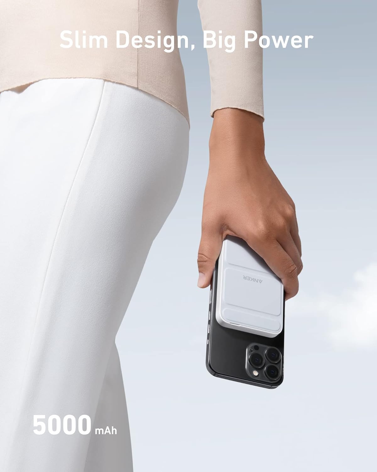 Anker 622 Magnetic Battery (MagGo), 5,000mAh Foldable Magnetic Wireless Portable Charger with Stand and USB-C Port (On The Side), Magsafe-Compatible for iPhone 16/15/14/13 Series