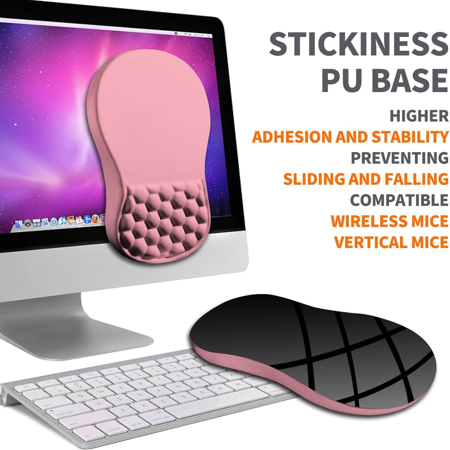 Ergonomic Joint Wrist Support Mouse Pad with Memory Foam Cushion Massage Bump, Carpal Tunnel Pain Relief Mousepad Slope Design for Wrist Rest, 11.8x7.9 in, RosyBrown