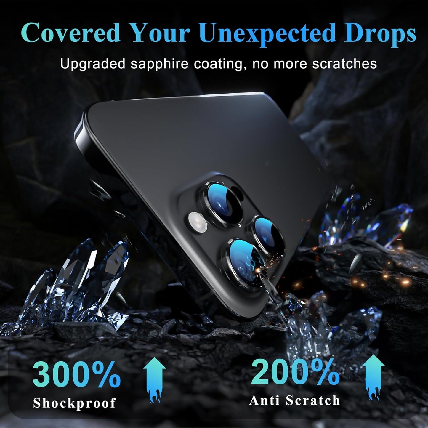 YWXTW Camera Lens Protector for iPhone 16 Pro/iPhone 16 Pro Max, [1 Step Installation Tray] Tempered Glass Screen Protector Metal Individual Camera Cover Accessories Case Friendly (Clear-2Pack)