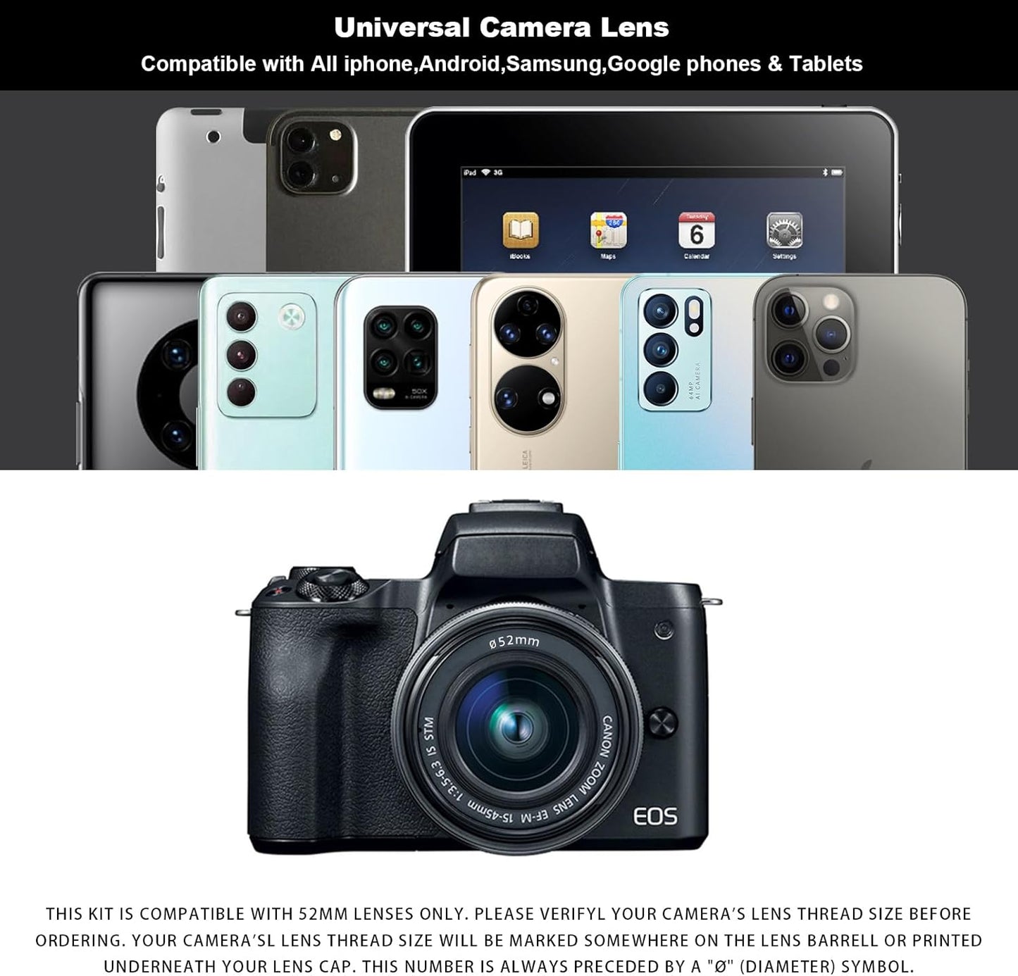 52MM Circular Polarizer Filter, Ultra Slim Multi-Coated CPL Lens Filter, Clip-on Phone Camera Filter Kit, Compatible for iPhone 15 14 13 12 11,Motorola, Google Pixel and Other Smart Phones