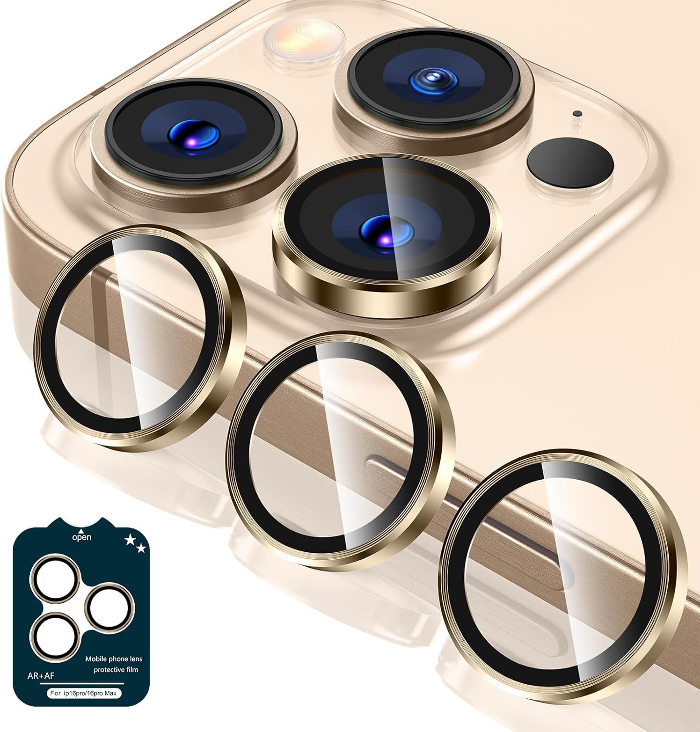 Tensea Camera Lens Protector Compatible for iPhone 16 Pro Max/16 Pro/14 Pro Max/14 Pro, Metal Aluminum Alloy Tempered Glass Cover Camera Screen Protector Accessories, Case Friendly