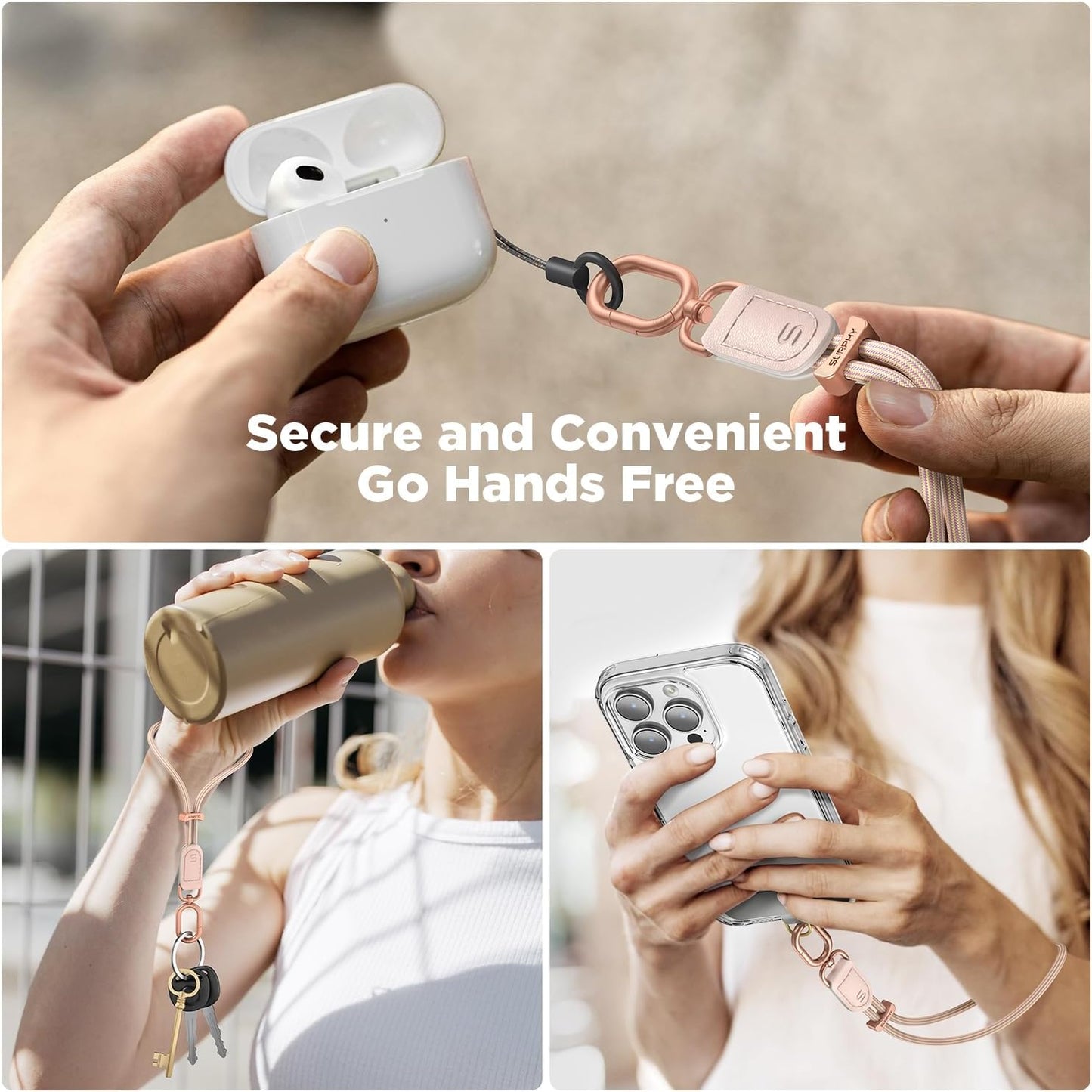 SURPHY Phone Wrist Strap, Keychain Wristlet, Phone Strap Charm with Tether Tab, Cellphone Lanyard Wrist, Key Chain for Women