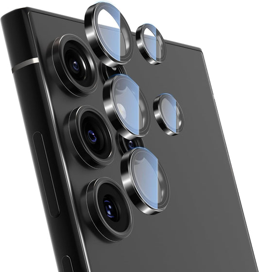 For Samsung Galaxy S24 Ultra Camera Lens Protector, Individual Lens Protector, Ultra HD 9H Tempered Glass Screen Protective Cover, Anti-scratch, Military Grade Drop Protection 2 Set. (Titanium Black, S24 Ultra)