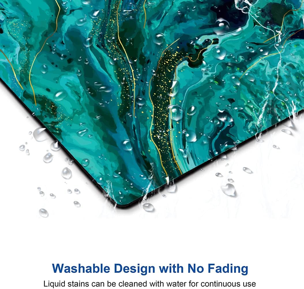 Mouse Pad, Green Marble Mouse Pad, Square Washable Cloth Personalized Mouse Mat with Design, Gaming Office Home Non-Slip Rubber Base Computer Mousepad