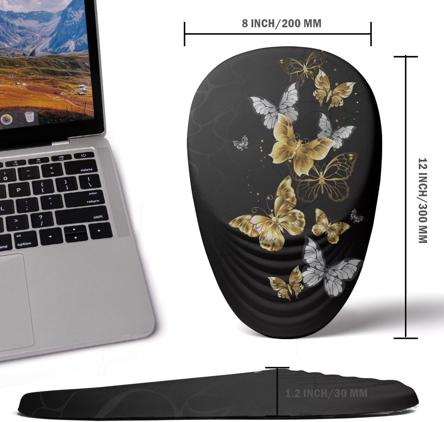 Ergonomic Memory Foam Mouse Pad with Wrist Rest Support, Non-Slip PU Base and Wireless Capability