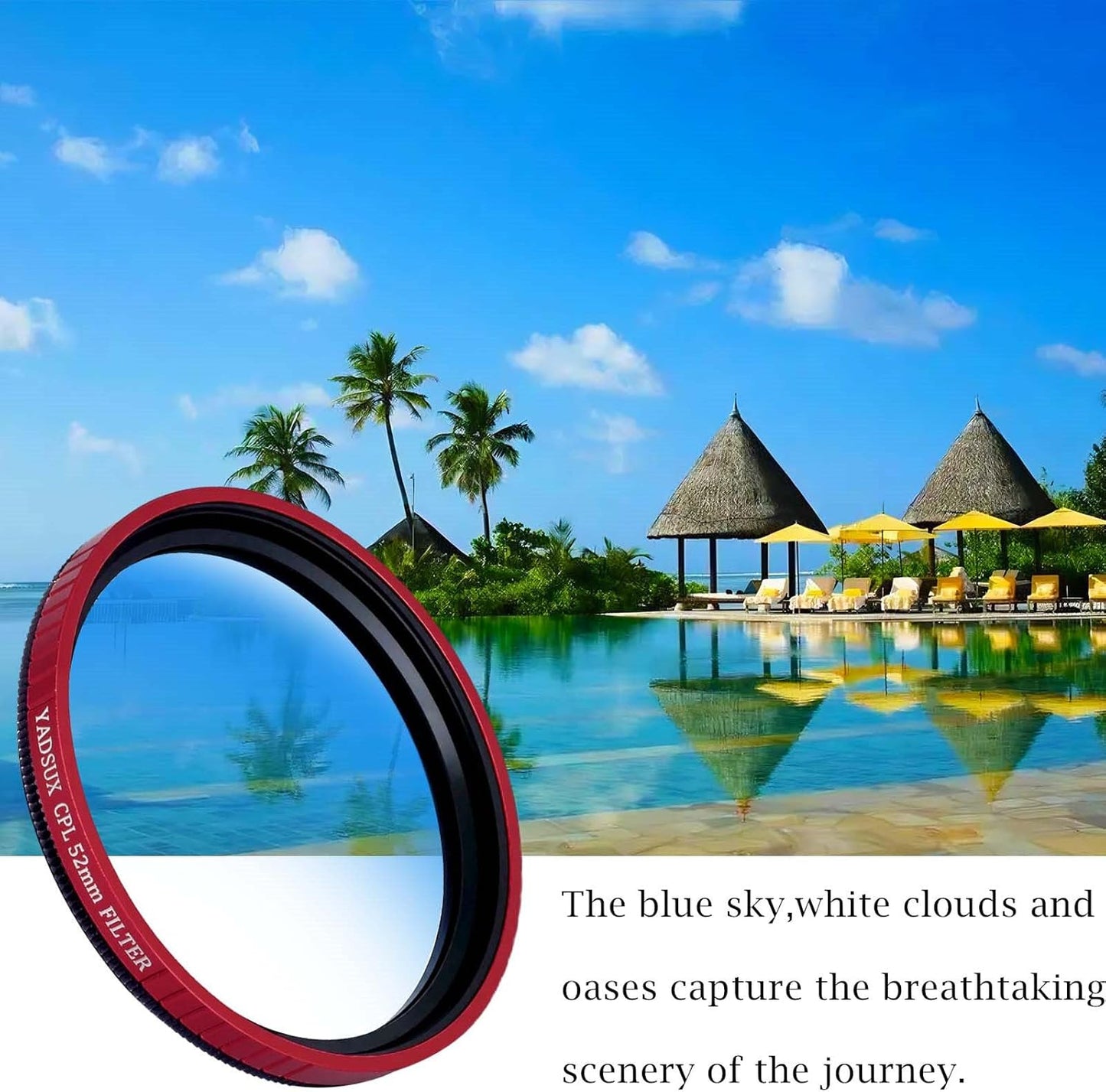 52mm Phone CPL Polarizer Lens Filter Kit, iPhone Camera Attachment, Compatible with iPhone 12-16 Pro/Pro Max (Red Filter)