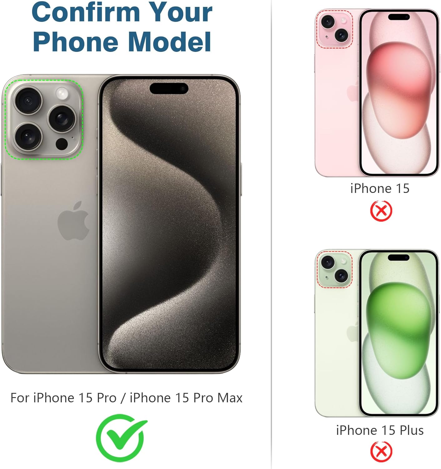 AGVEE 3+3 Camera Lens Protector for iPhone 15 Pro 6.1" / 15 Pro Max 6.7", Brushed Metal Ring 9H Tempered HD Glass Camera Protector Cover Film, Original