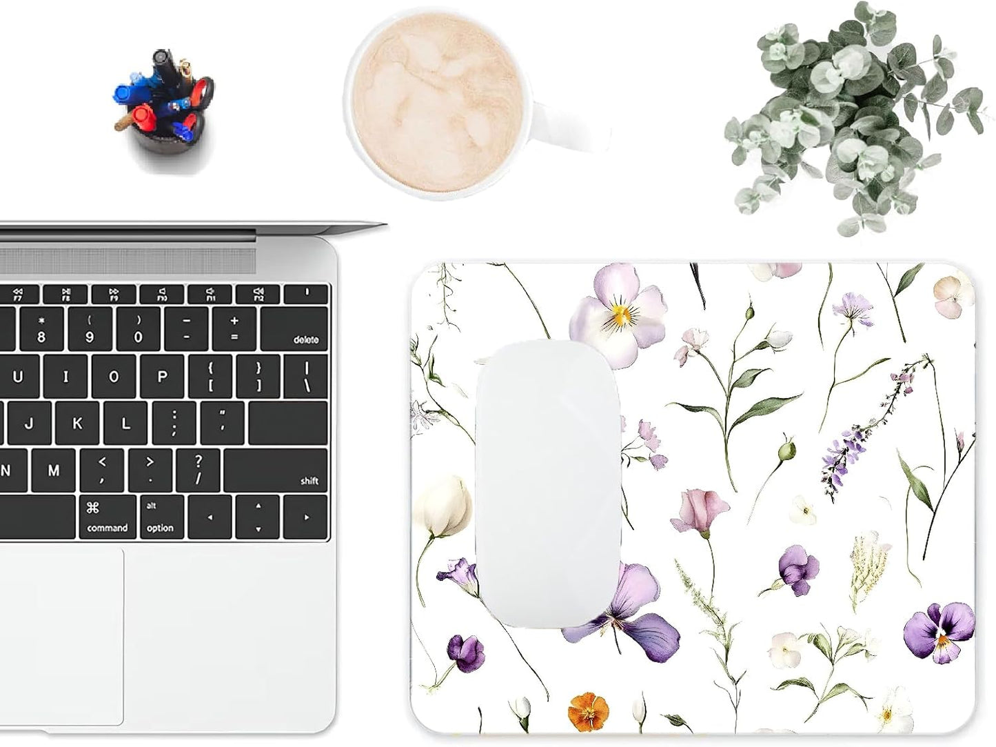 Mouse Pad, Abstract Wildflowers Flower Mouse Pads for Desk, 9.5" x 7.9" Non-Slip Rubber Base Computer Mousepad with Women, Portable Square Design for Wireless Mouse and Pad Laptop Office & Travel