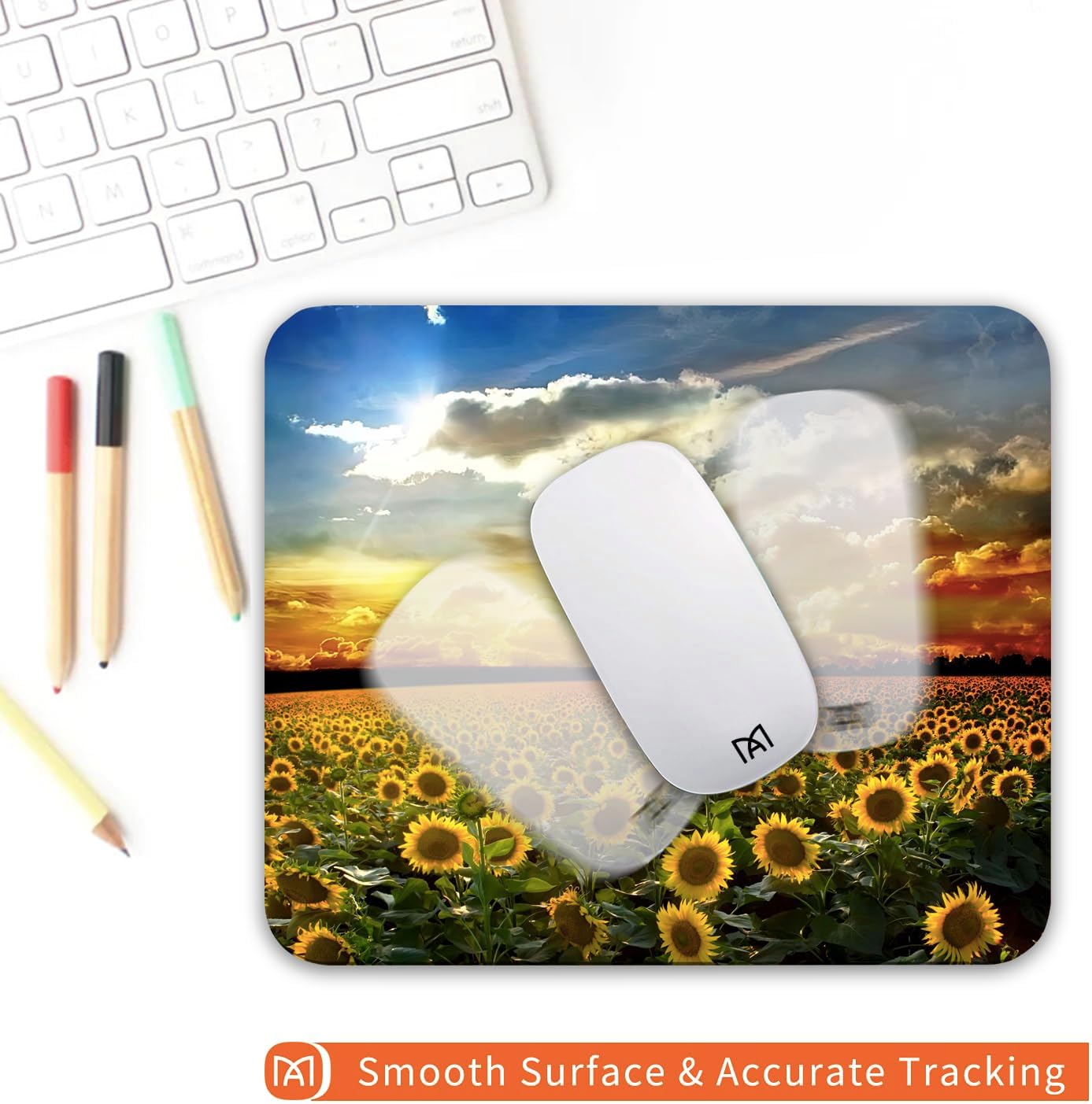 Square Mouse Pad Sunflower, Personalized Premium-Textured Custom Mouse Mat Design, Washable Mousepad Cloth, Non-Slip Rubber Base Computer Mouse Pads for Wireless Mouse