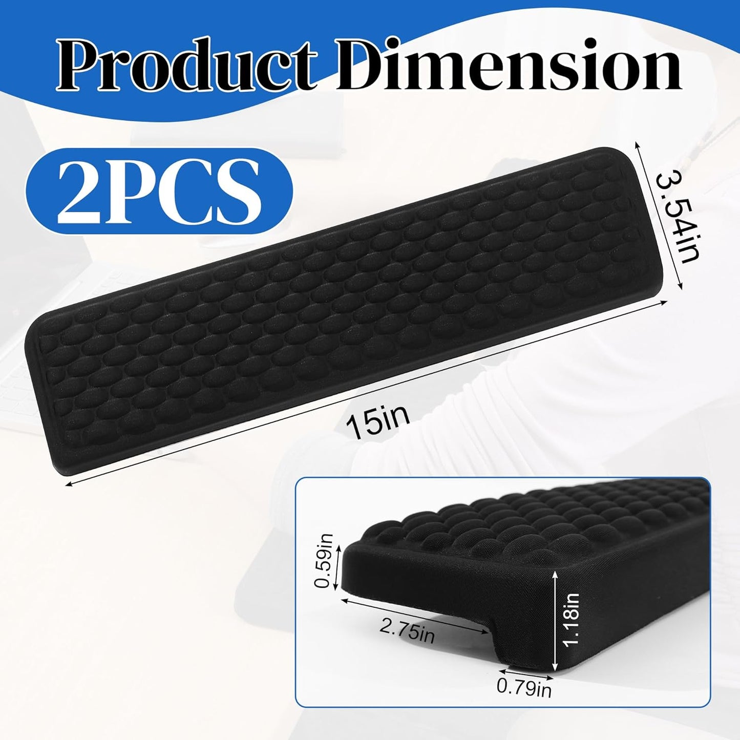 MABOZOO L-Shaped Desk Wrist Elbow Rests, 2PCS Memory Foam Elbow Support Padding with Non-Slip Bottom, Ergonomic Wrist Cushions for Table or Desk Edge