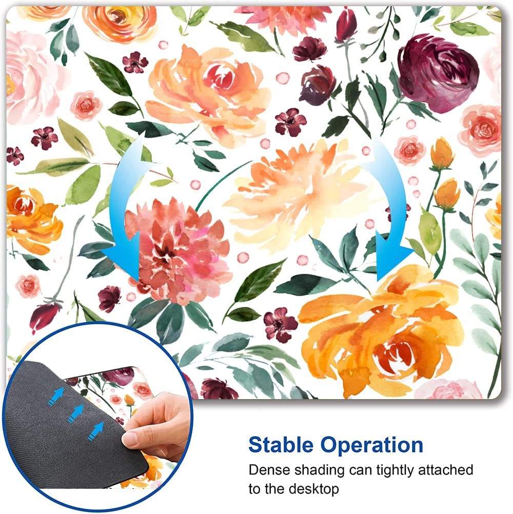 Mouse Pad, Premium-Textured Mouse Mat, Non-Slip Rubber Base Mousepad for Laptop, Computer & PC,9.5×7.9 in,Watercolor Peony Flower
