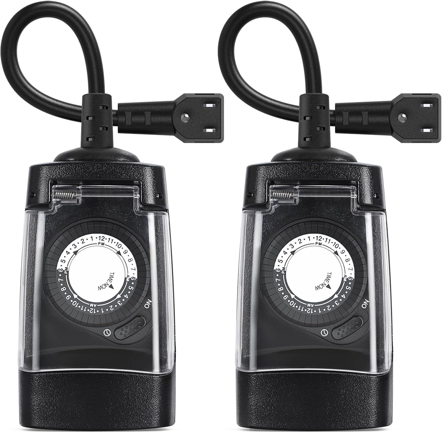 G-ELEK Outdoor Timer Outlet Waterproof, 24 Hour Outdoor Light Timer, Timers for Electrical Outlets, Ideal for Pool Pump, Christmas Lights, Heavy Duty, 1 Grounded, CSA Listed, 2 Pack