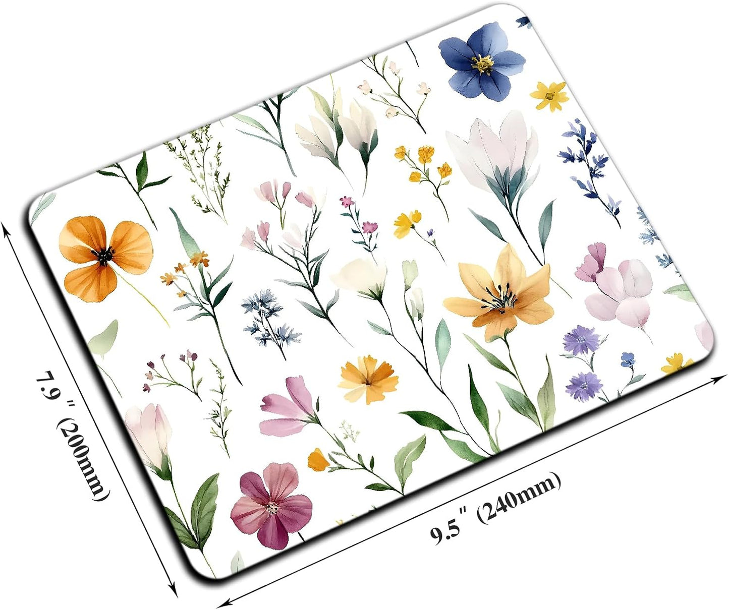 Mouse Pad, Cute Wildflowers Flowers Mouse Pads for Desk, 9.5" x 7.9" Non-Slip Rubber Base Computer Mousepad with Women, Portable Square Design for Wireless Mouse and Pad Laptop Office & Travel