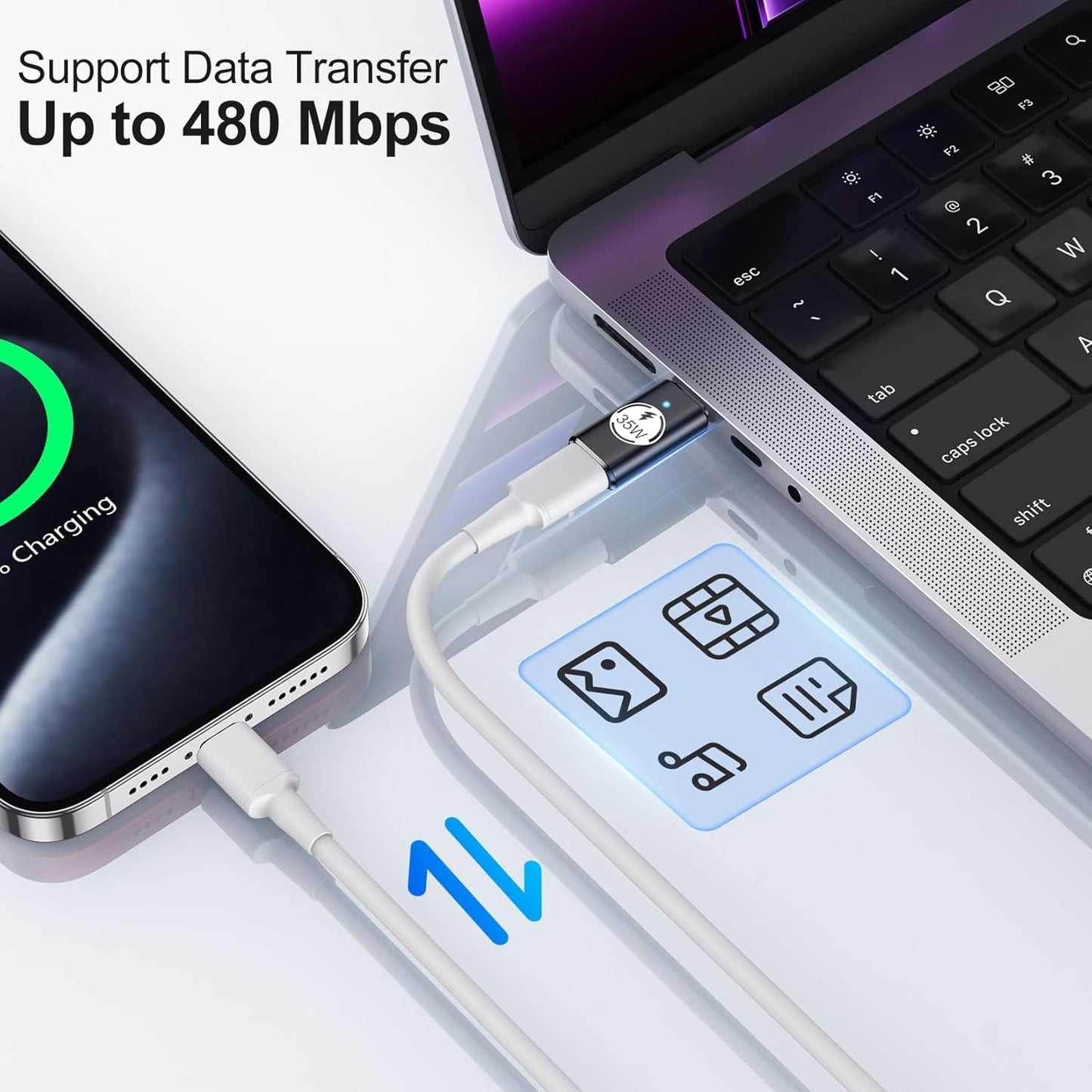 Temdan Lightning to USB C Adapter (2 Pack) for iPhone 15/16 Pro/16 Pro Max/16 Plus,Type C Charger Connector,Support Charging & Data Transfer,for iPhone 15/16 Charger Adapter Not for Audio/OTG-35W