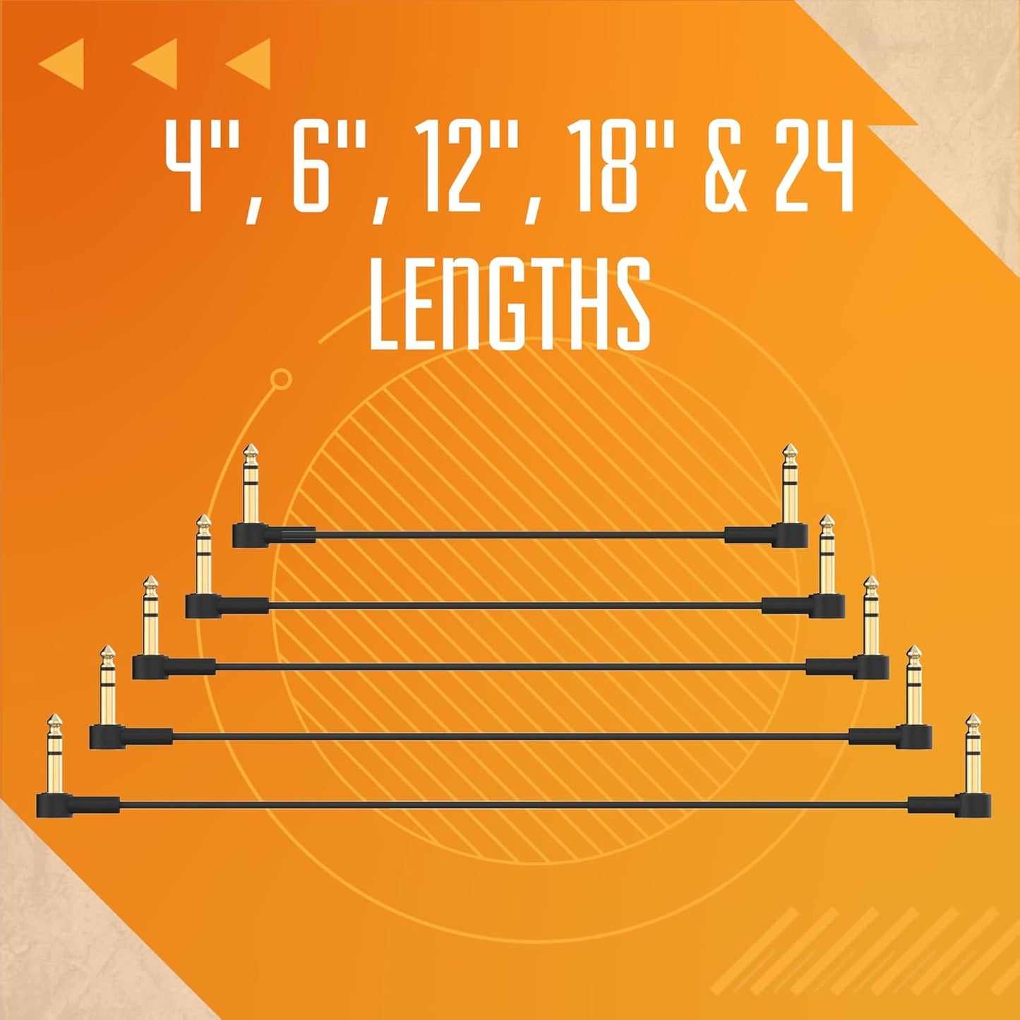 Rock Stock 1/4" Stereo TRS Flat Patch Cables - 18" Ultra-Thin, Right Angle, Low Profile, Gold Plated, Braided Shielding - Maximize Pedalboard Space, Eliminate Noise, Connect Guitar Effects Pedals