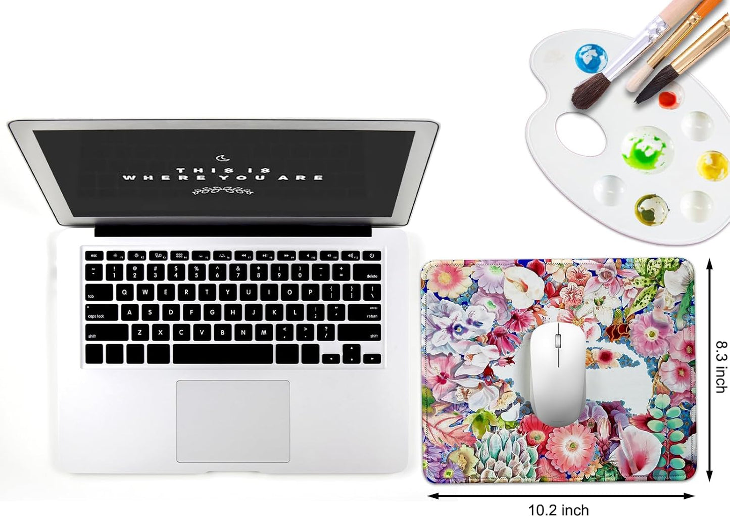 JIKIOU 3 Pack Mouse Pad with Stitched Edge, Comfortable Mouse Pads with Non-Slip Rubber Base, Washable Mousepads Bulk with Lycra Cloth, Mouse Pads for Computers Laptop Mouse 10.2x8.3in Blank White