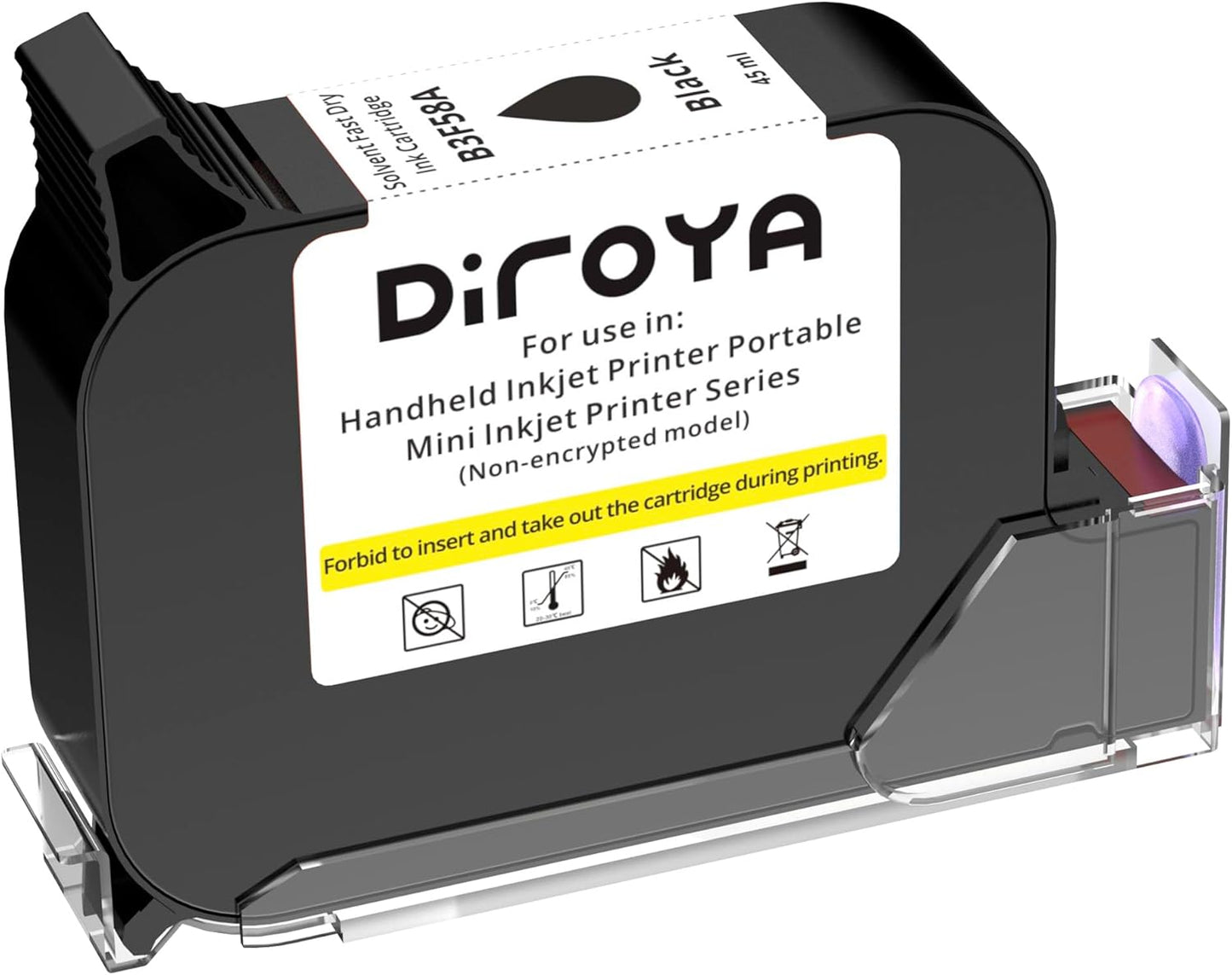 Handheld Printer Ink Cartridge 45ml Solvent Fast Dry, 0.5-Inch Nozzle for Non-Encrypted Portable Mobile Inkjet Printer Only, Universal Surface Printing