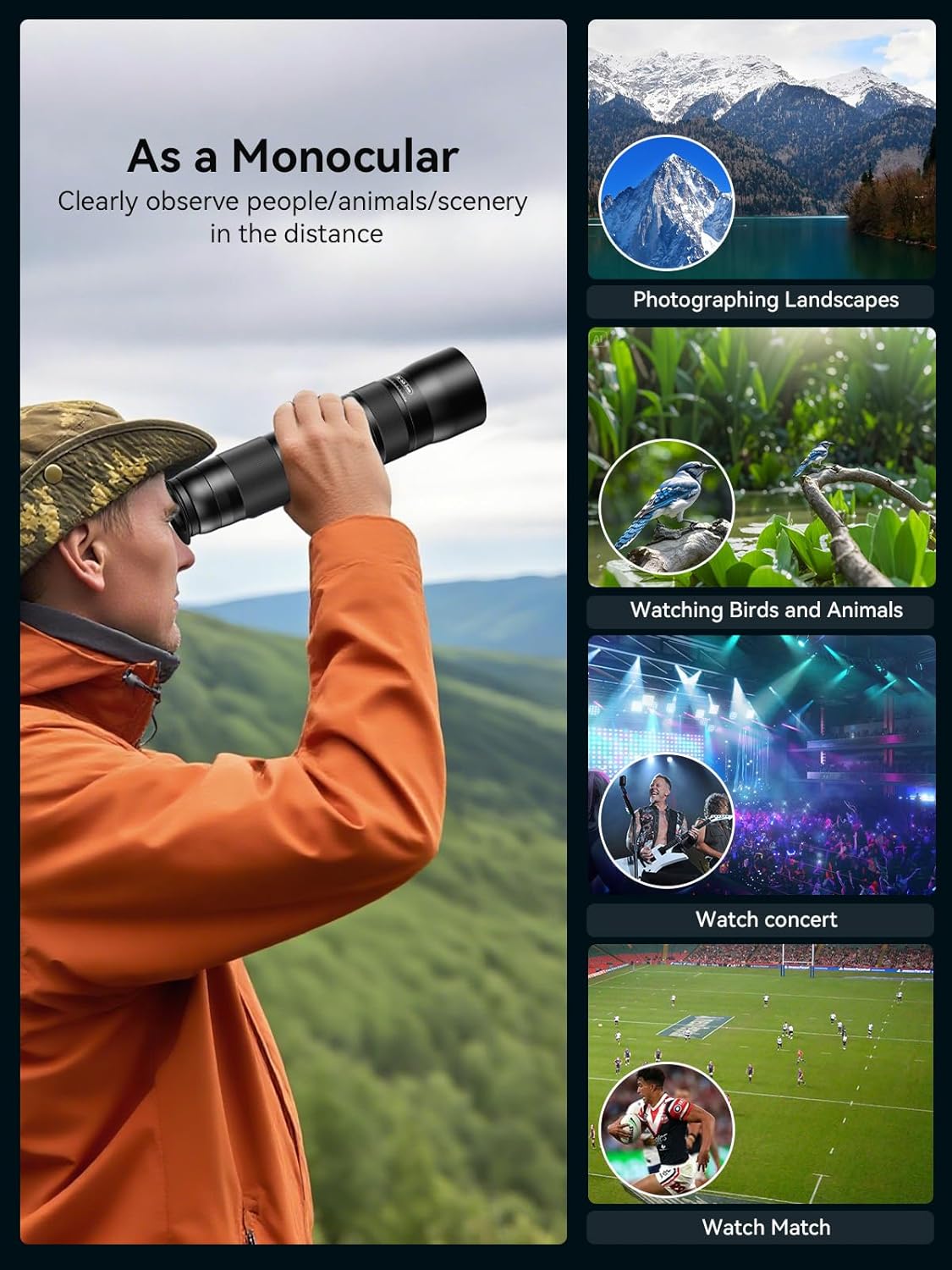 MIAO LAB 20-60X Zoom Telephoto Lens, High Power Telephoto Mobile Cell Phone Lens with Tripod & Universal Phone Clip, for iPhone 16/15/14/13 Series, Samsung, Android Phone and Most Smartphone