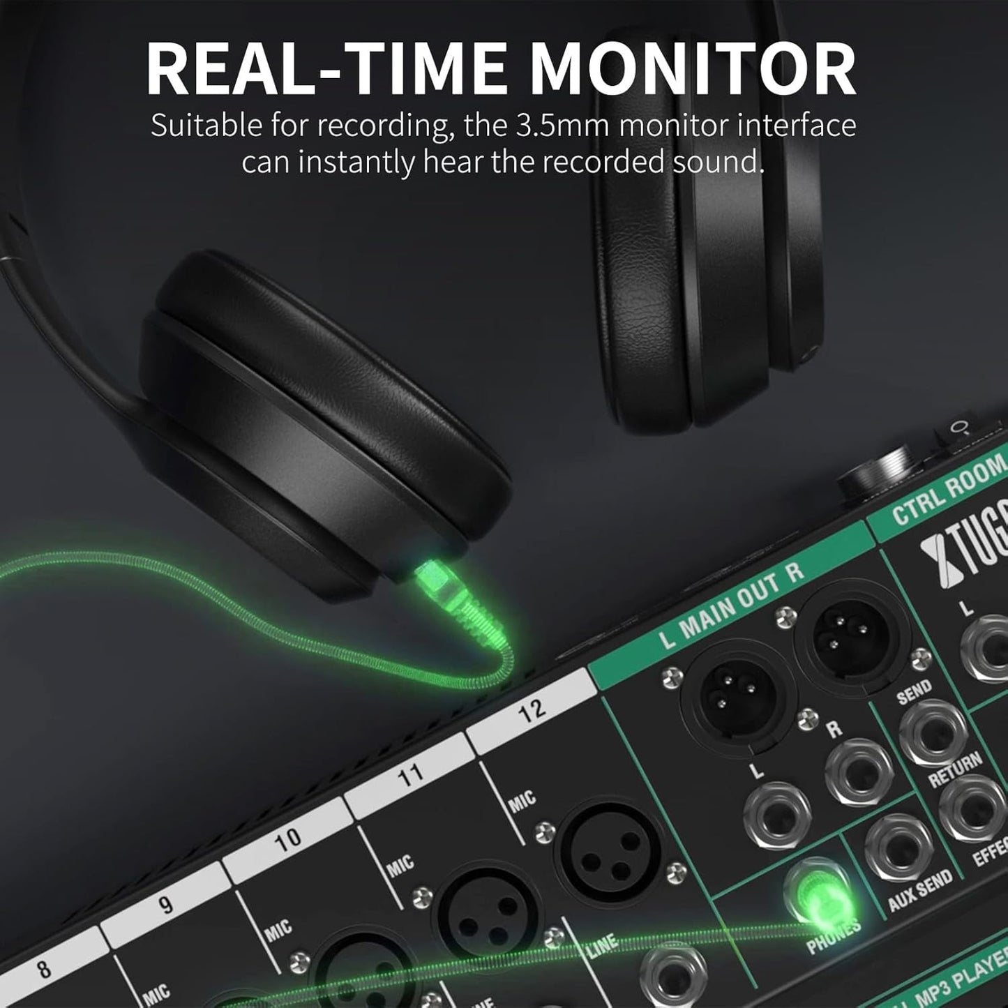 XTUGA 6 Channel Audio Mixer Sound Board Mixing Console, Audio Interface PC USB Bluetooth with 48V Phantom Digital Effect for DJ Live Recording Studio Karaoke(CT60)