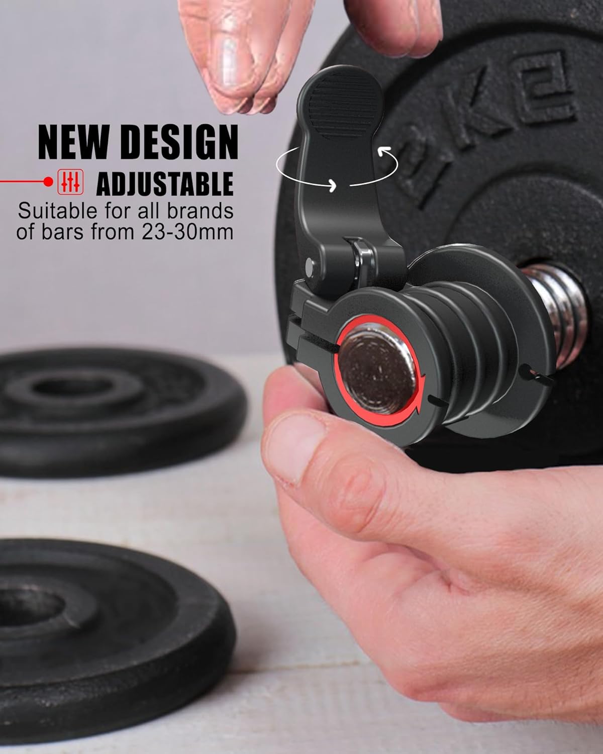 Pro Barbell Clips 1 inch Barbell Clamps 0.9-1.18inch Quick Release Weight Clips for Bars Multi-Size Adjustable Olympic Barbell Clamps