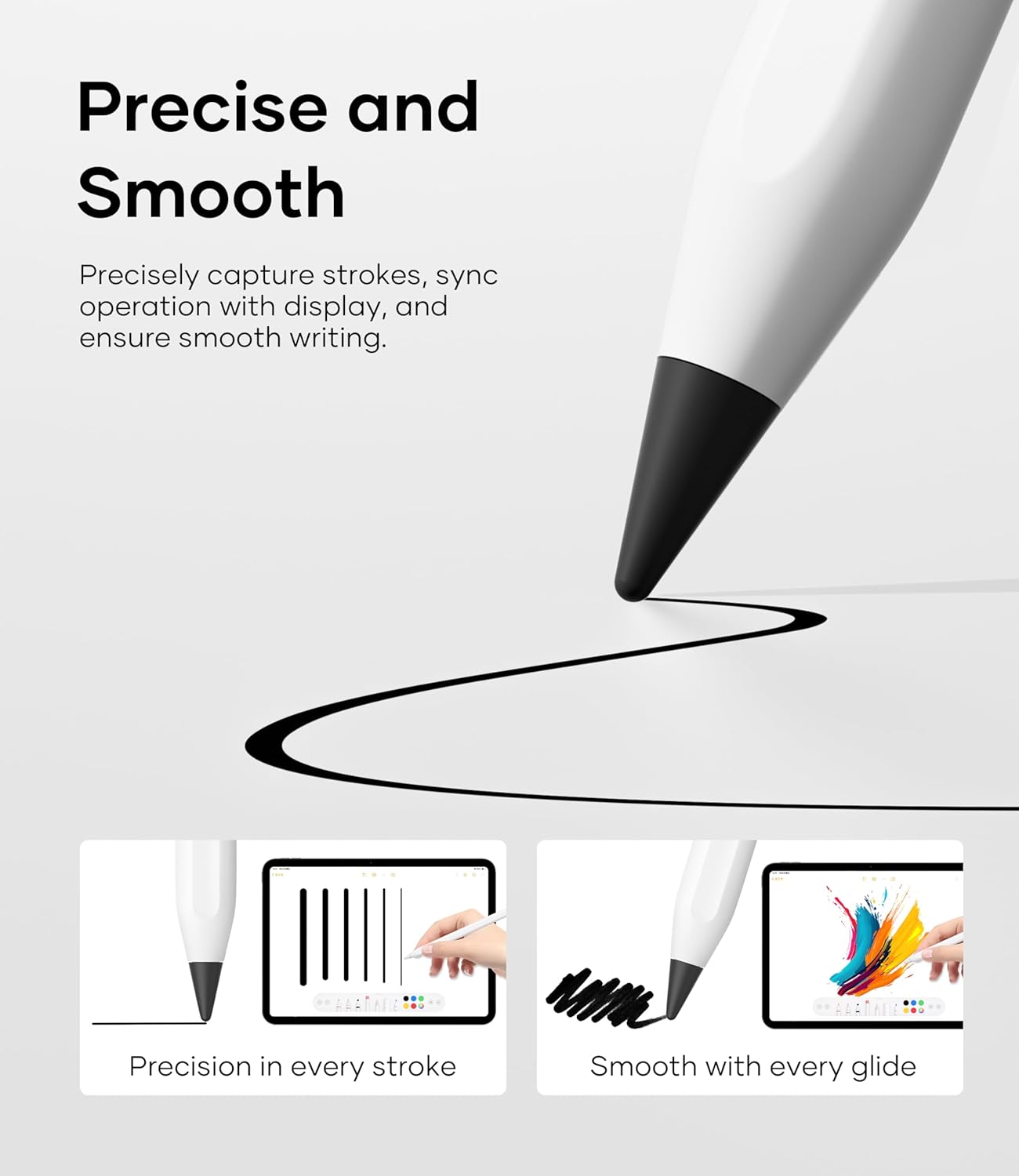 Replacement Pencil Tips for Apple Pencil Pro, Pen Tips for Apple Pencil 2nd Gen/1st Gen/USB-C, Wear-Resisting Pencil Nibs with Storage Box, Pen Nibs Set Compatible with Apple Pen (6 Pack, Black/White)