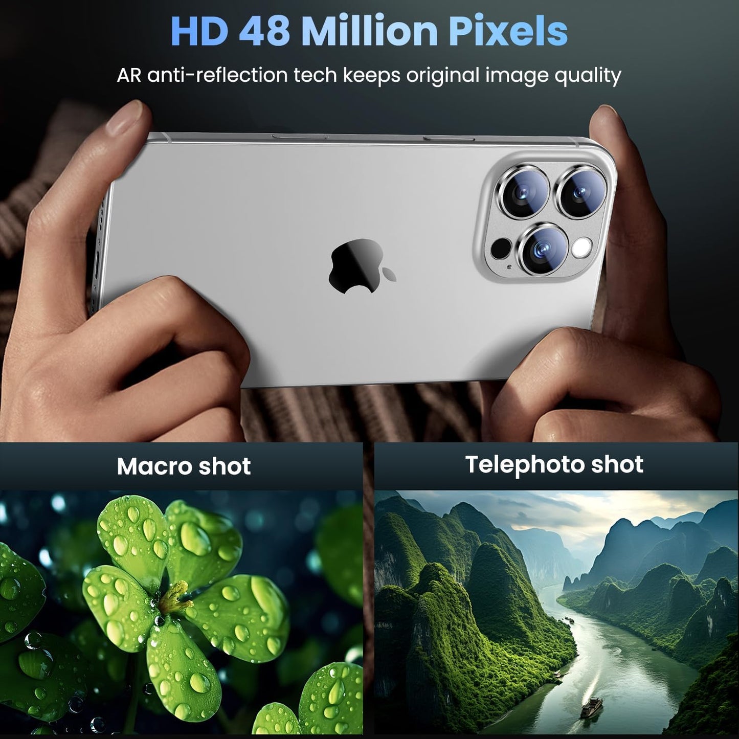 Uyiton Compatible with iPhone 16 Pro/iPhone 16 Pro Max Camera Lens Protector - [Not Easy to Break][Strong Adsorption][Case-Friendly] Metal Tempered Glass Rear Camera Screen Cover - White Titanium