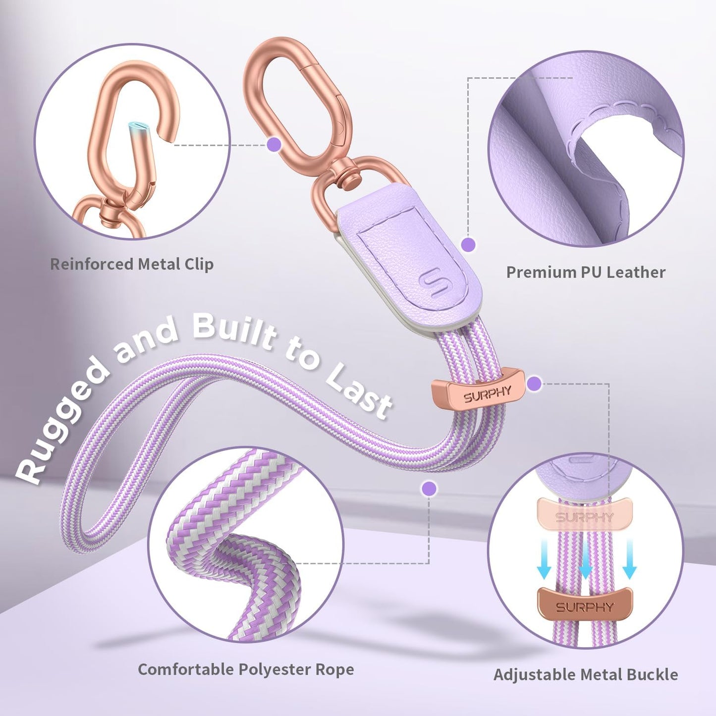 SURPHY Phone Wrist Strap, Keychain Wristlet, Phone Strap Charm with Tether Tab, Cellphone Lanyard Wrist, Key Chain for Women