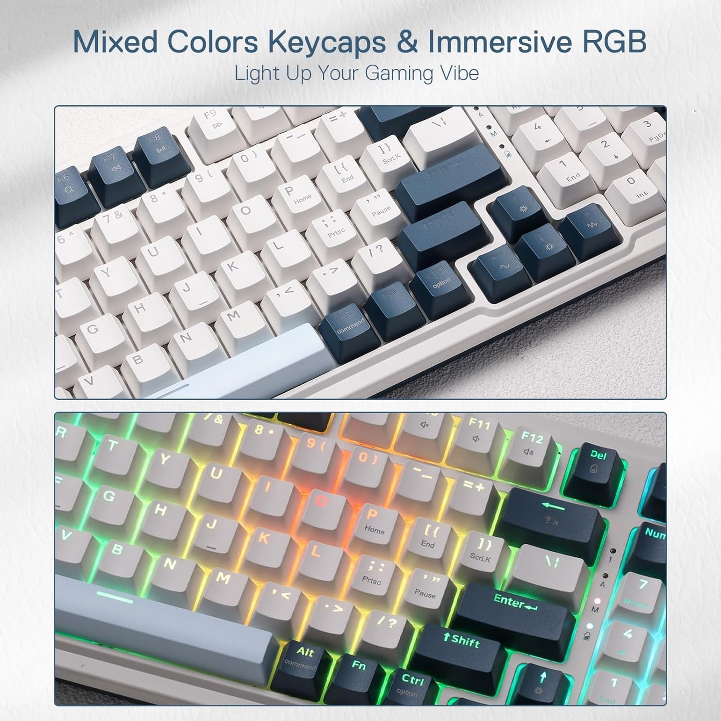 Redragon K686 PRO 98 Keys Wireless Gasket RGB Gaming Keyboard, 3-Mode Win/Mac Mechanical Keyboard w/5-Layer Noise Dampening, Dedicated Knob Control & Hot-Swap in Linear Red Switch, Blue Himmel Color