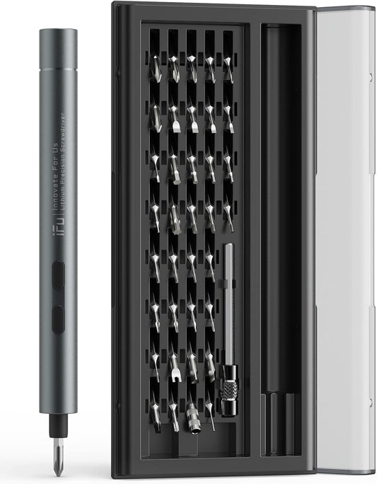 iFu Mini Electric Screwdriver, 42 in 1 Precision Screwdriver Set – Small Cordless Power Screwdriver with LED Light & 37 Magnetic Bits, Repair Tool for Phone Laptop Camera Watch Computer