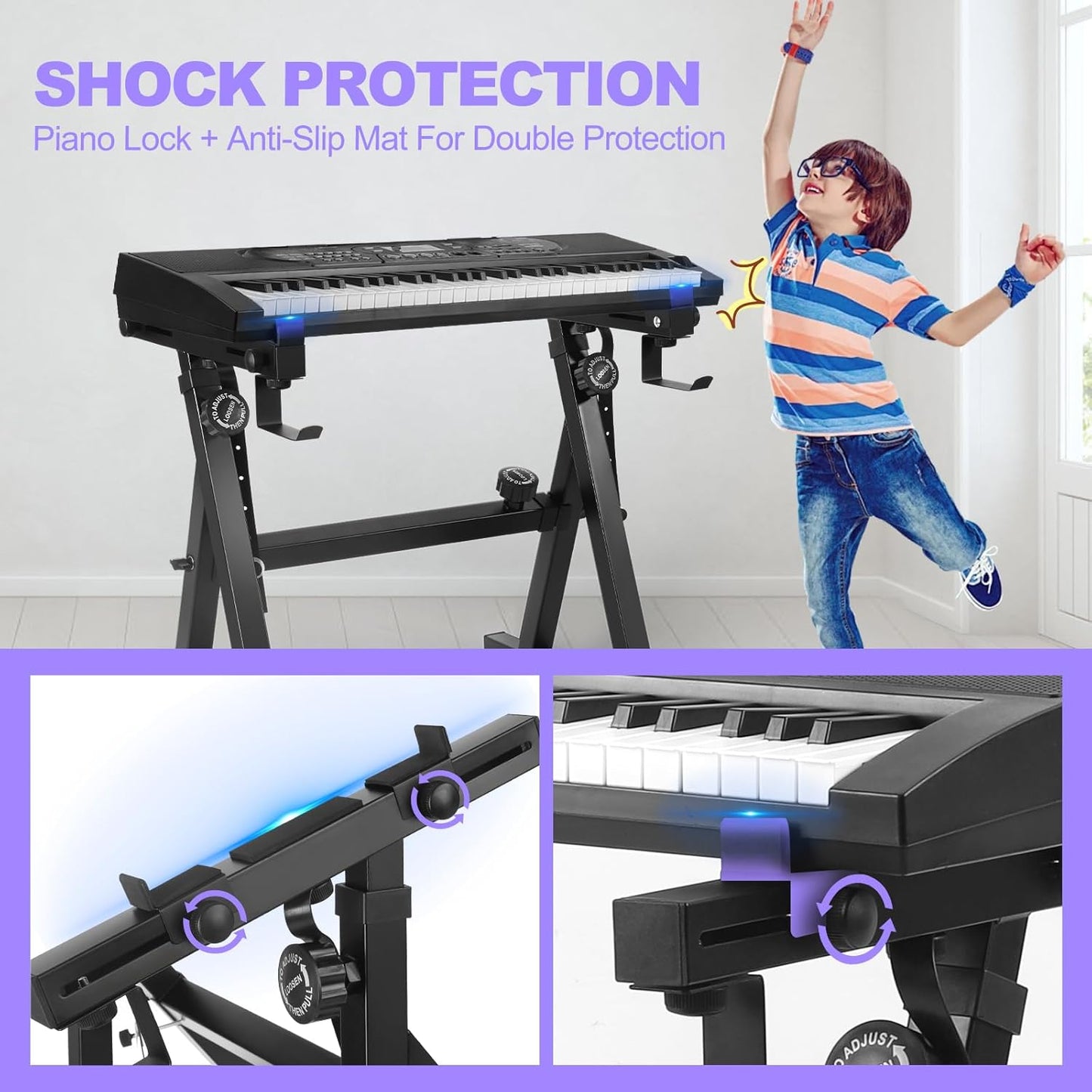 Keyboard Stand Piano Duty Stand Z Style Adjustable Keyboard Holder Piano Keyboard Stand Fits 54, 61 And 88 Keys Electric Keyboards Digital Pianos