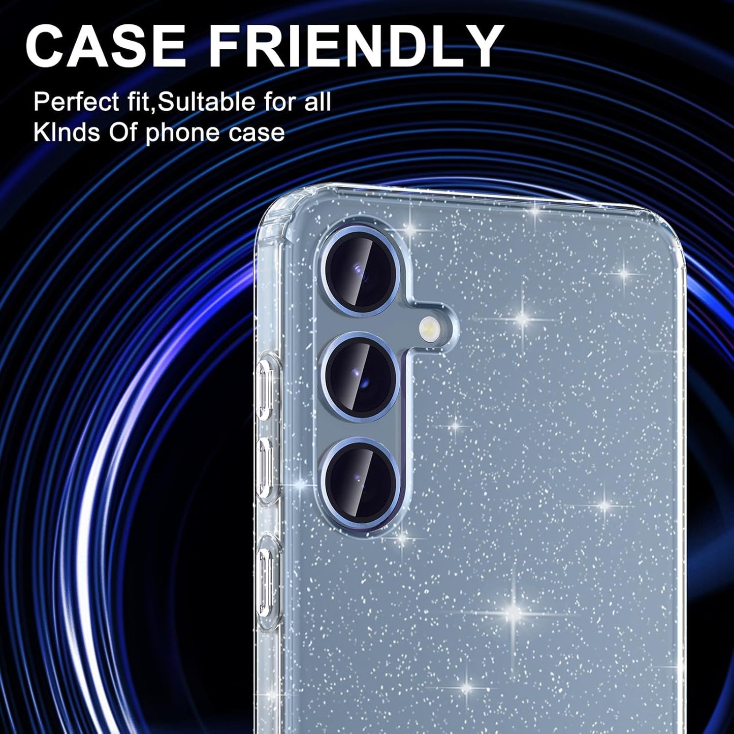 for Samsung Galaxy S25 Camera Lens Protector, Individual Metal Ring Tempered Glass Lens Cover, [Strong Adsorption] Scratch Resistant Ultra-Thin HD Clear Lens Cover, 1 Set-Blue