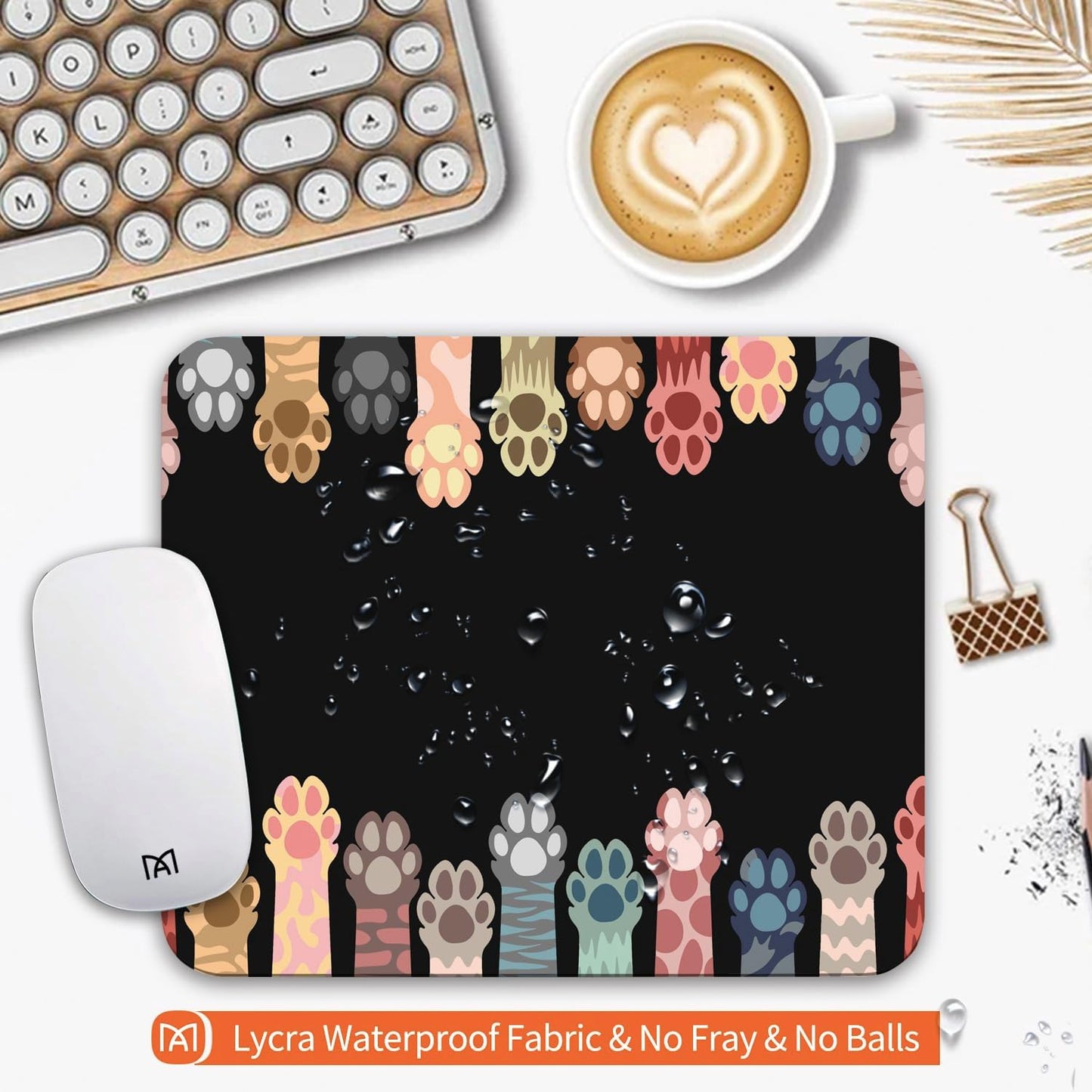 Square Mouse Pad Cute Cat Claw,Personalized Premium-Textured Custom Mouse Mat Design,Washable Mousepad Cloth,Non-Slip Rubber Base Computer Mouse Pads for Wireless Mouse