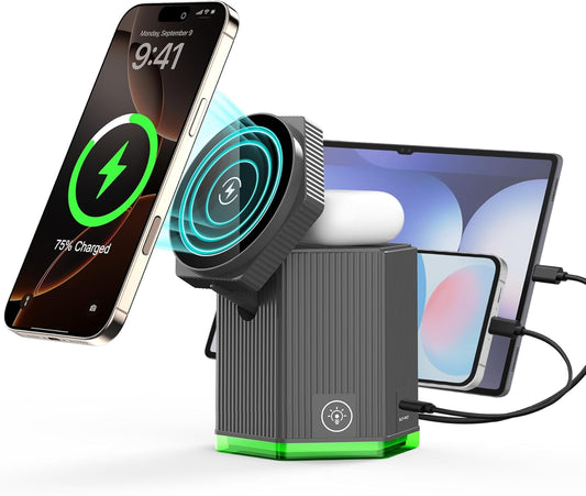 QFUP 5 in 1 Charging Station for Apple iPhone MagSafe Charger, Fast Wireless Charger Stand (1*USB and 2*Type-C) for iPhone 16,15,14,13,12 Series, Apple Watch, AirPods