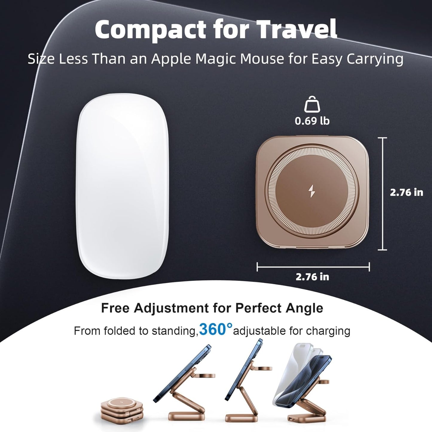5-in-1 Wireless Charger for MagSafe, AC ISLAND Portable Travel Charging Station, 15W Max Fast Foldable Magnetic Stand, Evolved for iPhone 16/15/14/13 Series, Apple Watch, AirPods (with 35W Adapter)