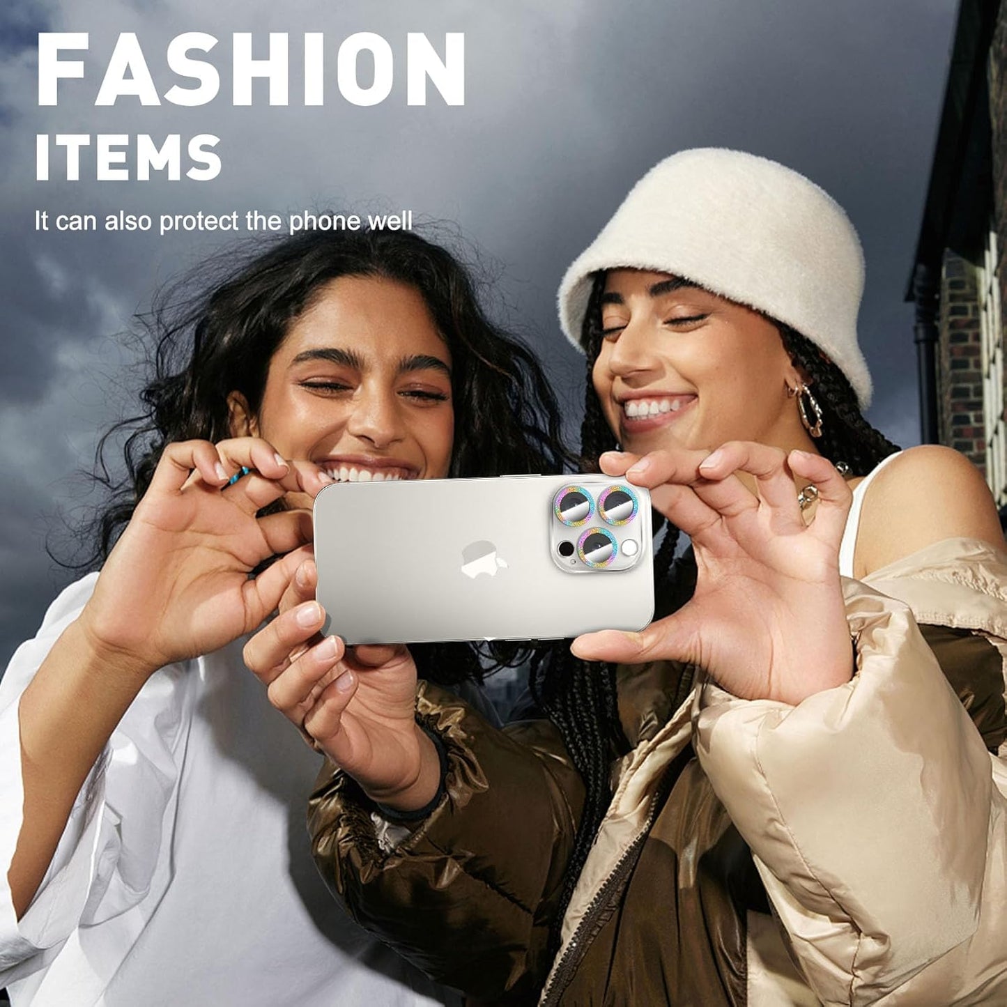 LucBuy 3PCS Sparkling Camera Lens Protector for iPhone 13 Pro/iPhone 13 Pro Max, Full Clear Acrylic Cover with Shiny Colorful Glitter Designed Decoration Back Camera Protector