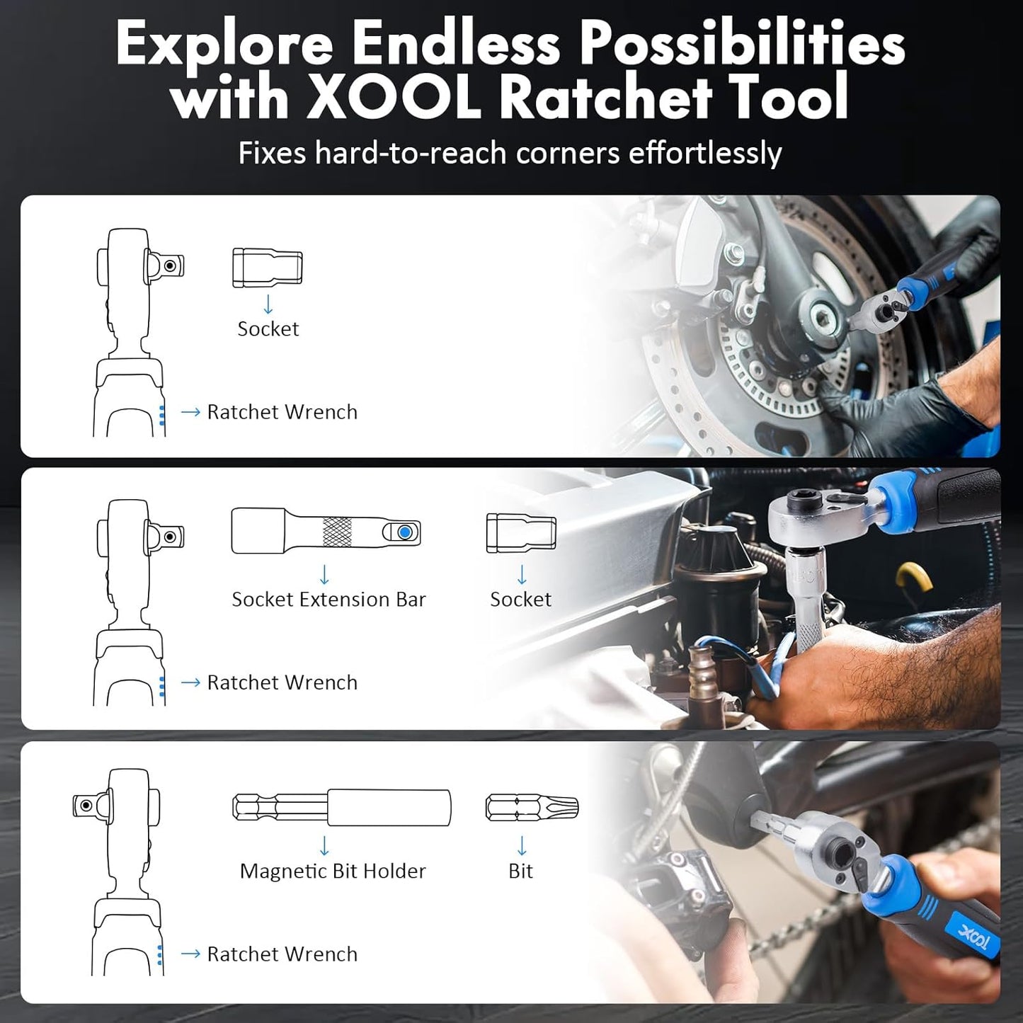 XOOL 78PCS Ratchet Screwdriver Set, Multi-Functional Precision Repair Tool Kit with 41PCS Bits, Precision Bits, 1/4" Sockets, Magnetic Tools for Electronics, Home Repair, DIY Toolbox