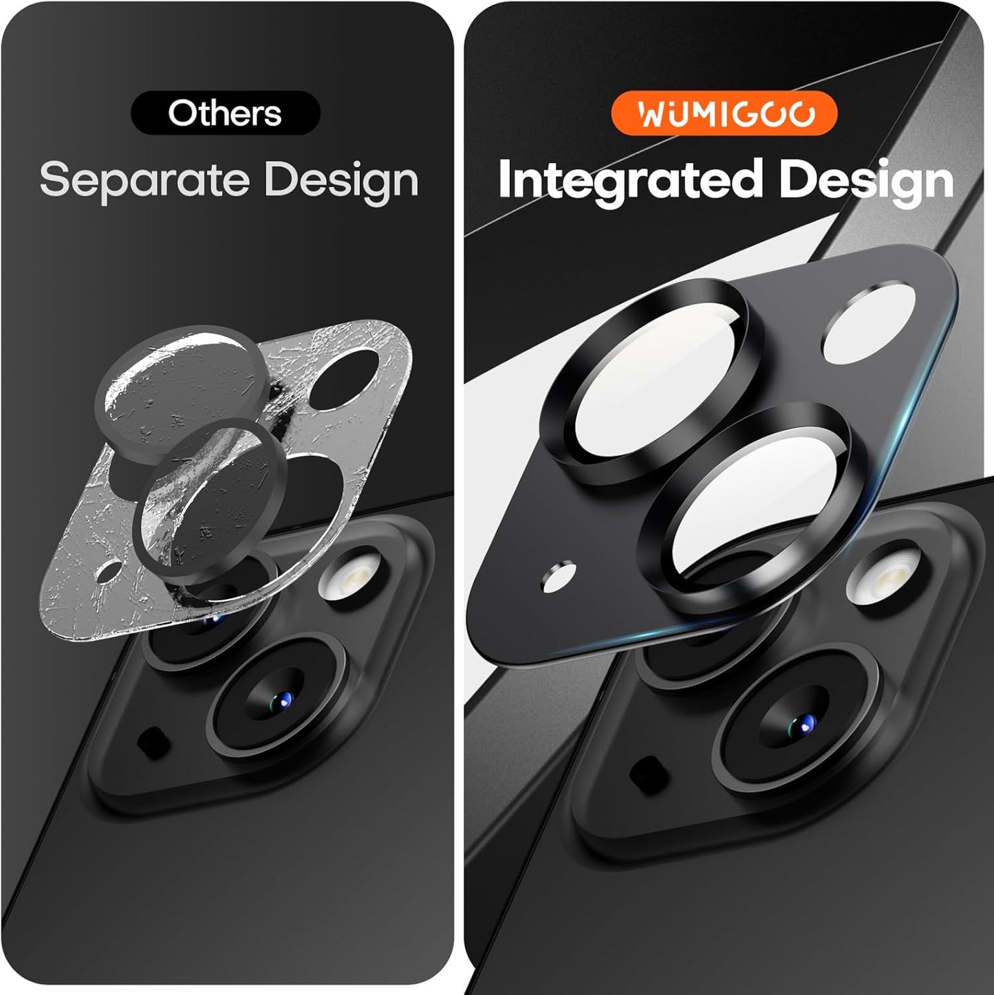 Camera Lens Protector for iPhone 15/iPhone 15 Plus/iPhone 14/iPhone 14 Plus, Aluminum Alloy Tempered Glass Camera Cover Screen, Anti-drop, Case Friendly- Black Titanium