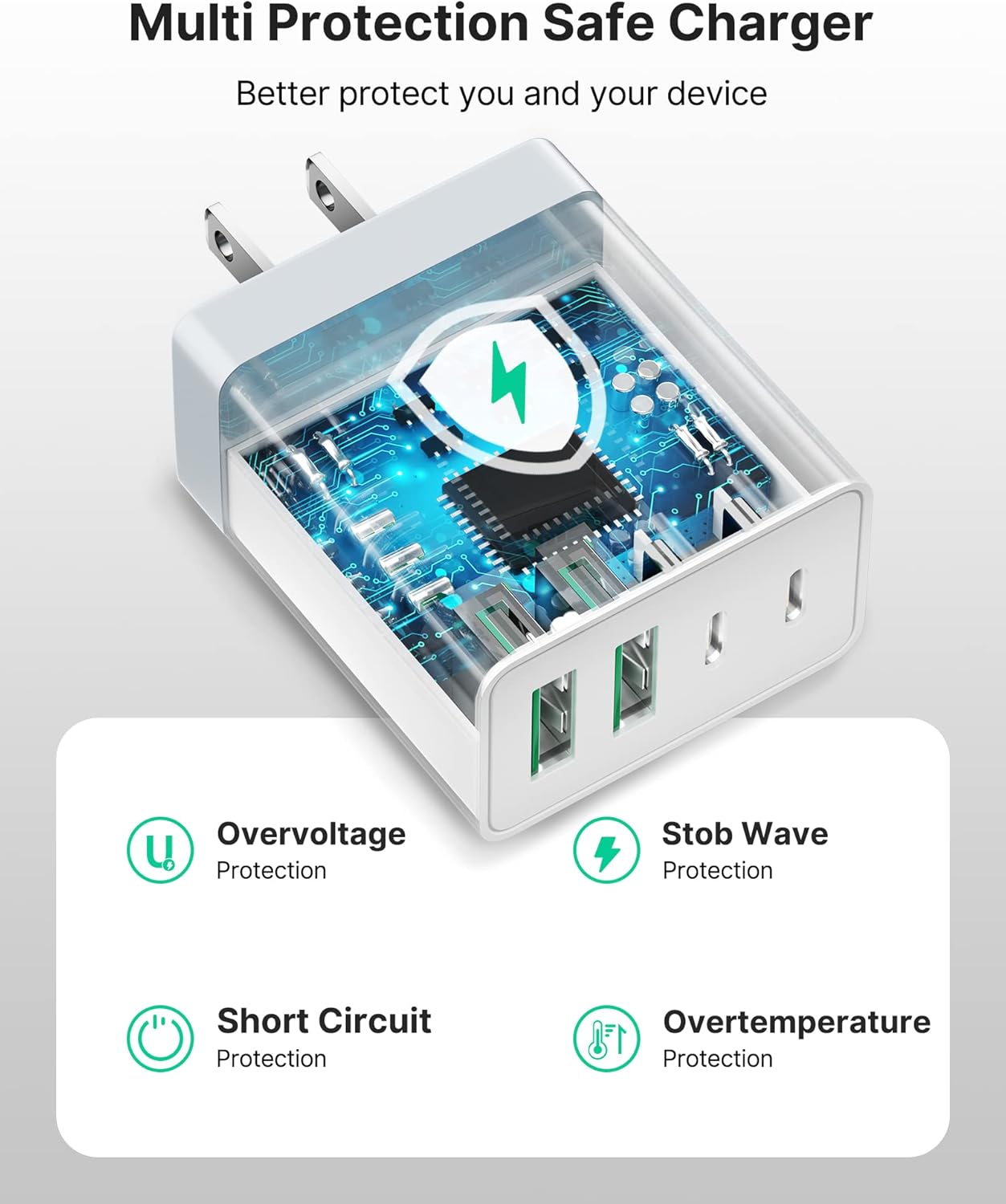 USB C Wall Charger Block 3-Pack, Aiminu 40W 4-Port PD Power Delivery Fast Type C Charging Block Plug Adapter for iPhone 15 14 13 12 11 Pro Max, XS/XR/X, iPad, Android Phones Charger Cube