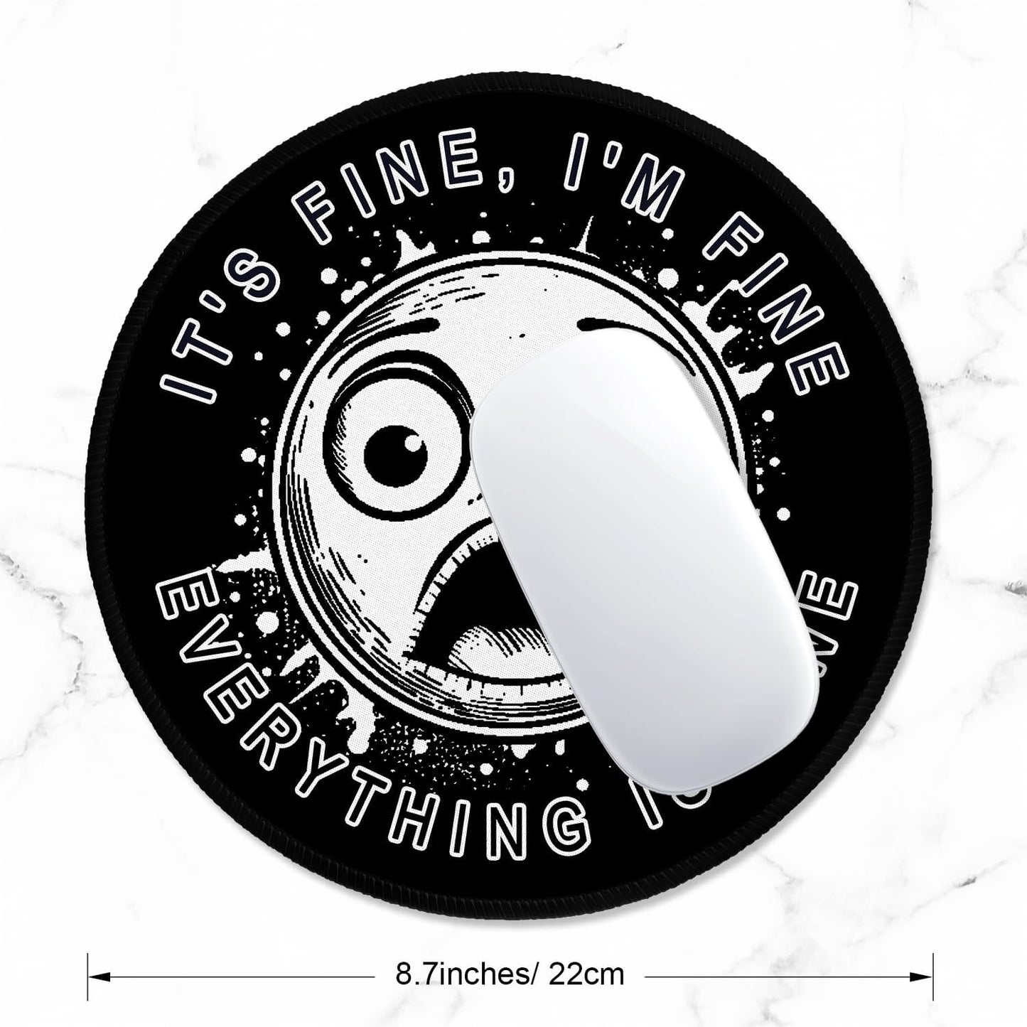 ITNRSIIET Round Mouse Pad with Stitched Edge Premium-Textured Waterproof Non-Slip Rubber Base Desktop Protection Mat Diameter 8.7 inches, Surprised