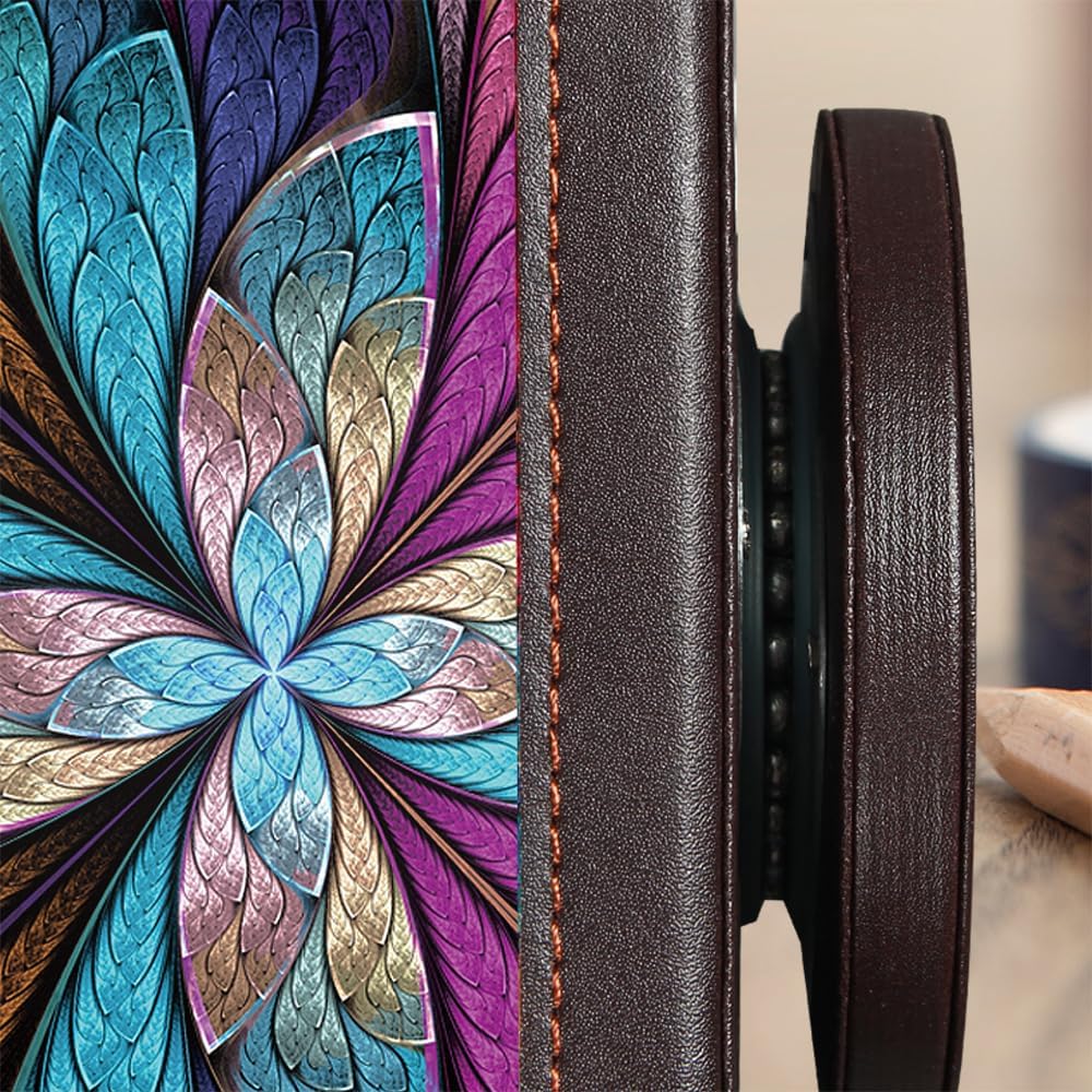 Fanousy 360° Rotating Remote Control Holder, PU Leather TV Remote Caddy Organizer Basket Storage Box with 5 Compartments for Pen, Pencil, Art Supplies, Makeup Brush, Office Desk Table Accessories