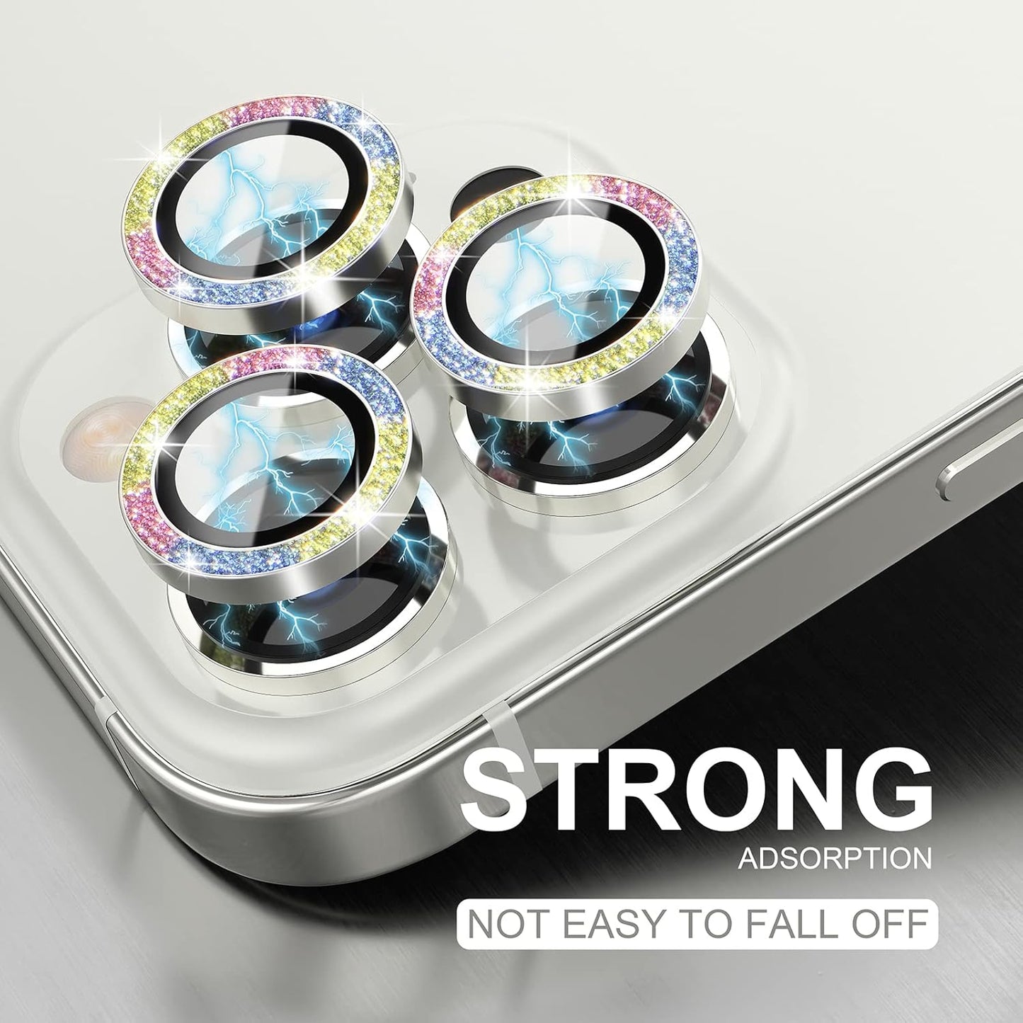 Choiche [3+1 for iPhone 13 Pro/iPhone 13 Pro Max Camera Lens Protector Bling, 9H Tempered Glass Camera Cover Screen Protector Metal Ring Decoration Accessories (Glitter-Colorful)